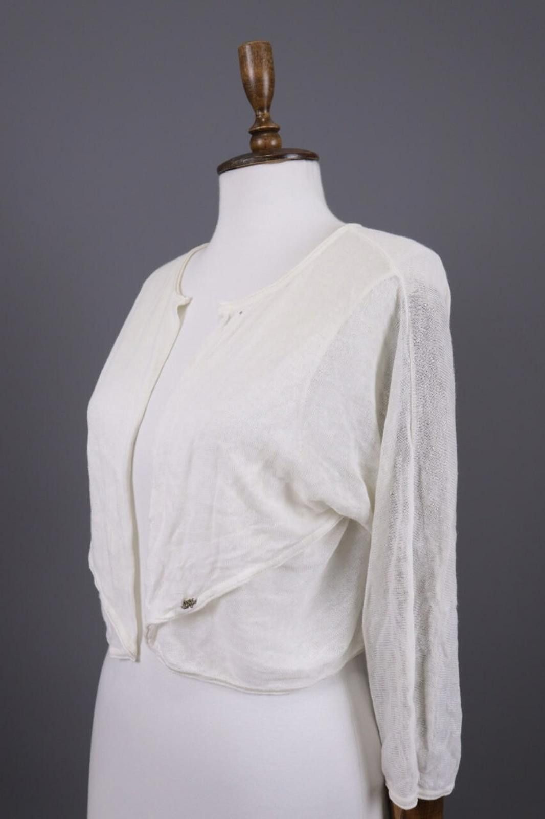 Designer Cop.Copine White Cache Open Lightweight Cardigan Size L Size L / US 10 / IT 46 - 7 Thumbnail