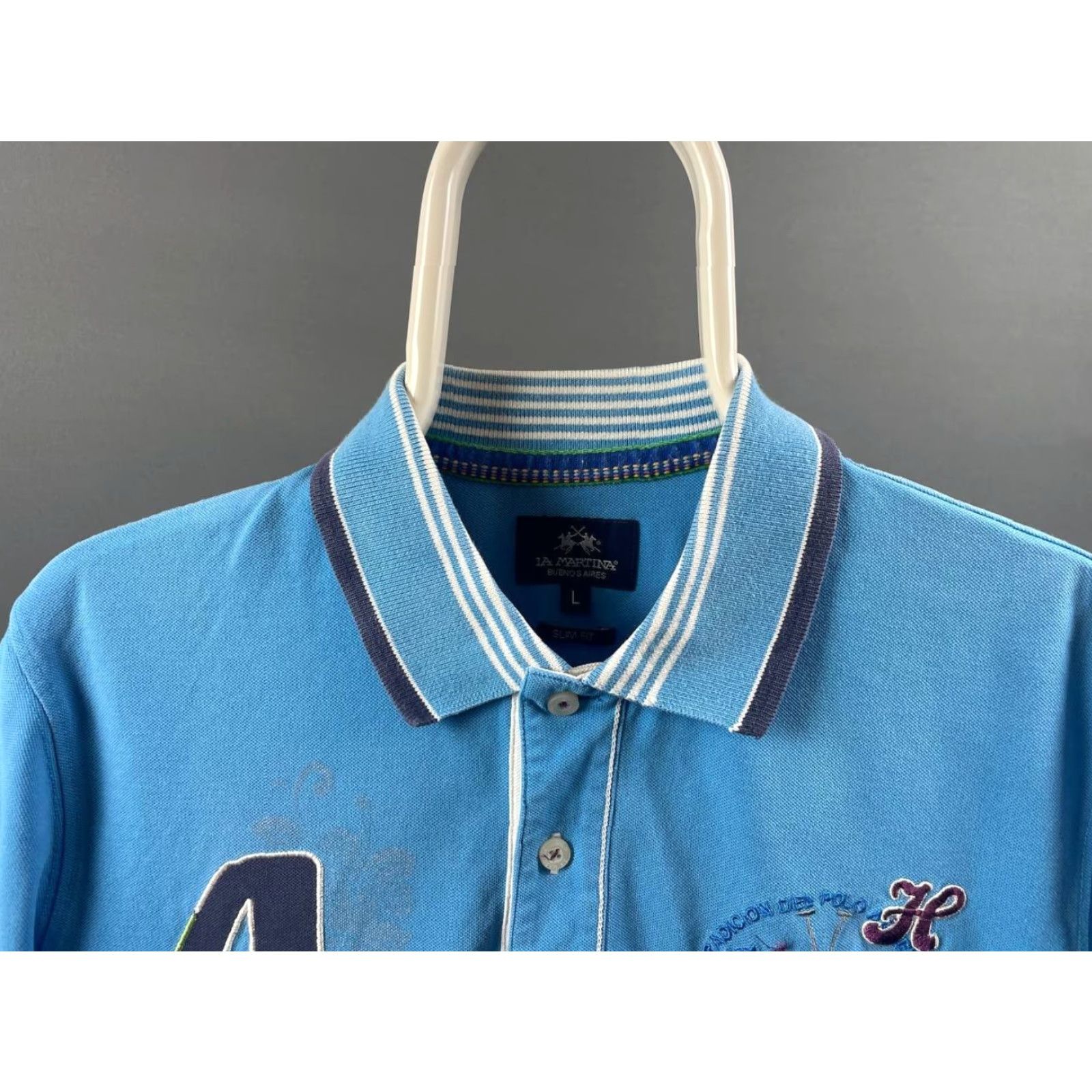 La Martina La Martina Polo Shirt Mens Blue Cotton Short Sleeve Slim-Fit L Polo Size US L / EU 52-54 / 3 - 5 Thumbnail