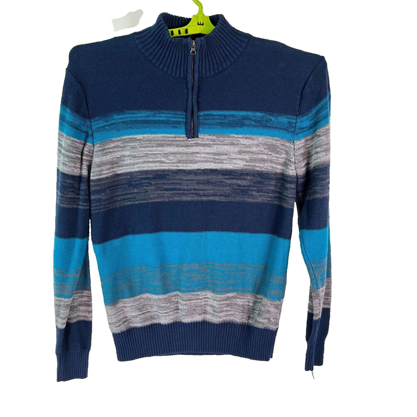 Carbon Carbon Striped Long Sleeves 1/4 Zip Pullover Blue Sweater Mens Size L Size US L / EU 52-54 / 3 - 2 Thumbnail