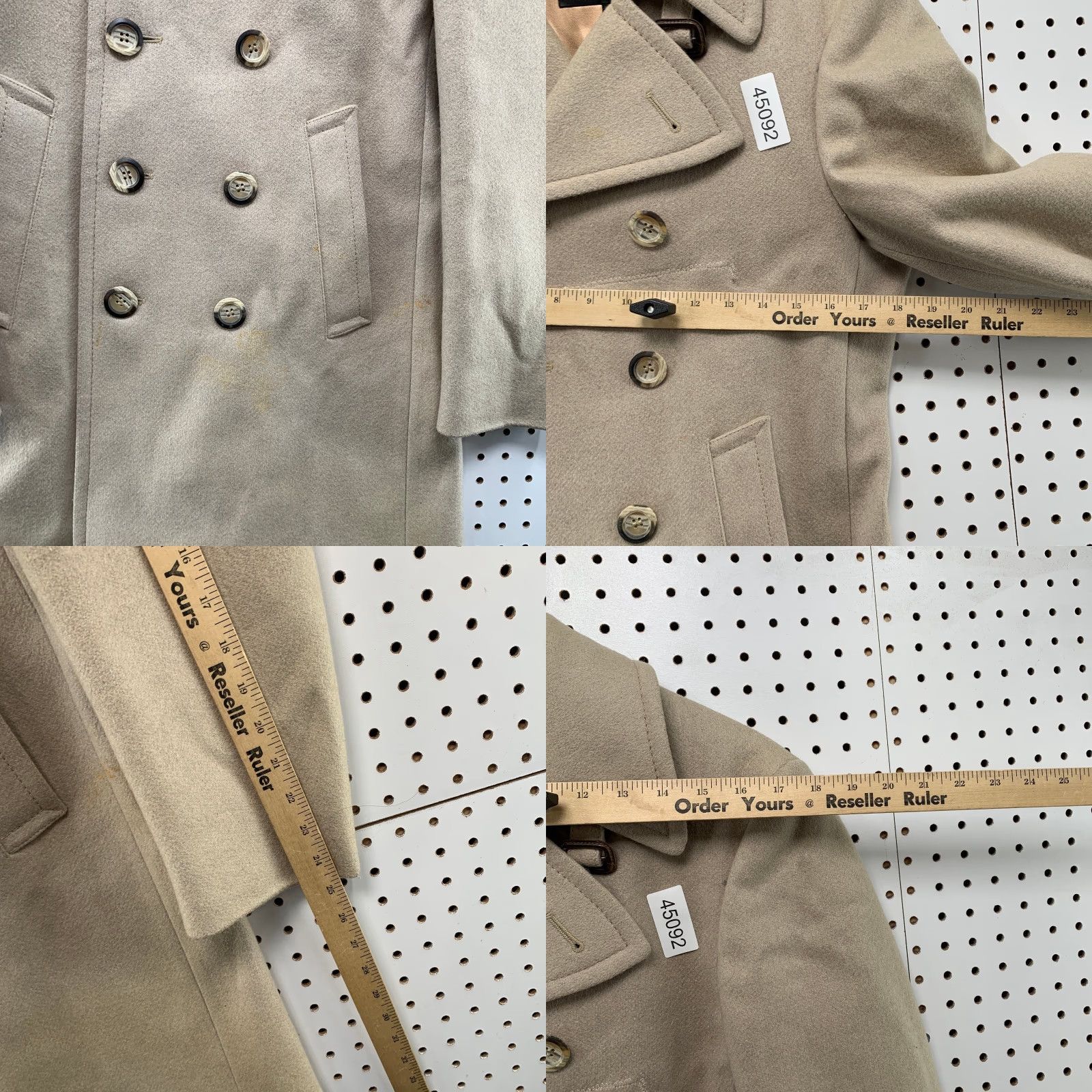 Doublet Vintage Stratojac Wool Double Breasted Coat Mens 36 Beige Military Pea Coat Size US XXS / EU 40 - 8 Thumbnail