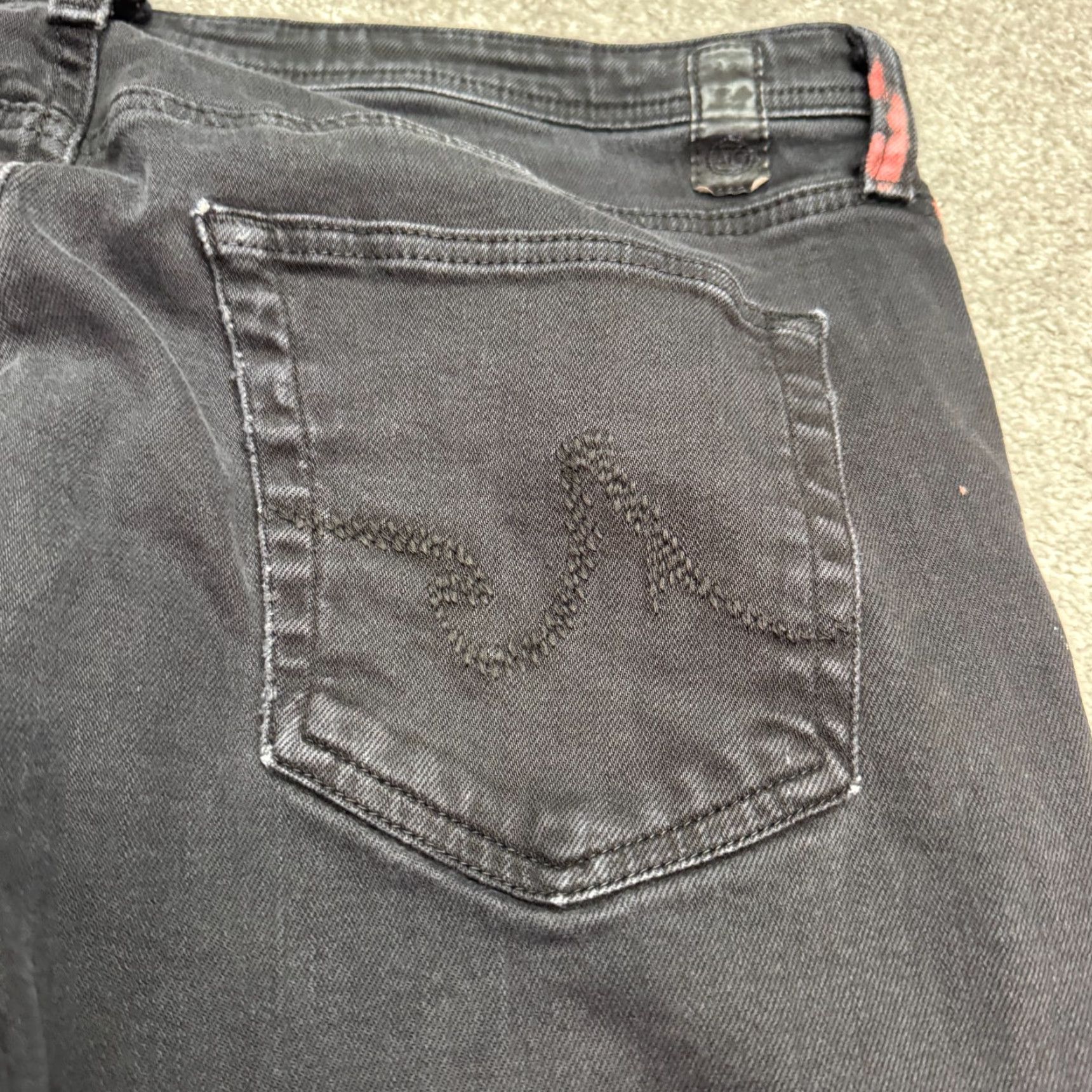 Denime AG Adriano Goldschmied Slim Straight Jeans Mens 36x32 Black Denim Casual Streetwear Size US 36 / EU 52 - 6 Thumbnail