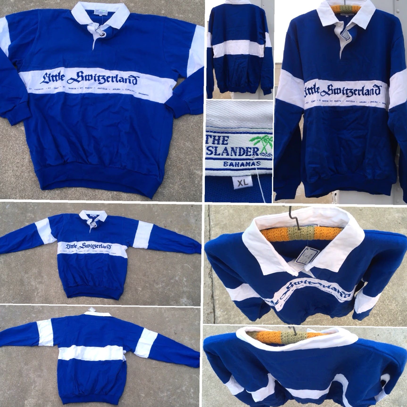 Vintage VINTAGE The Islander Bahamas Shirt XL Blue & White Polo Rugby Mens Size US XL / EU 56 / 4 - 4 Thumbnail