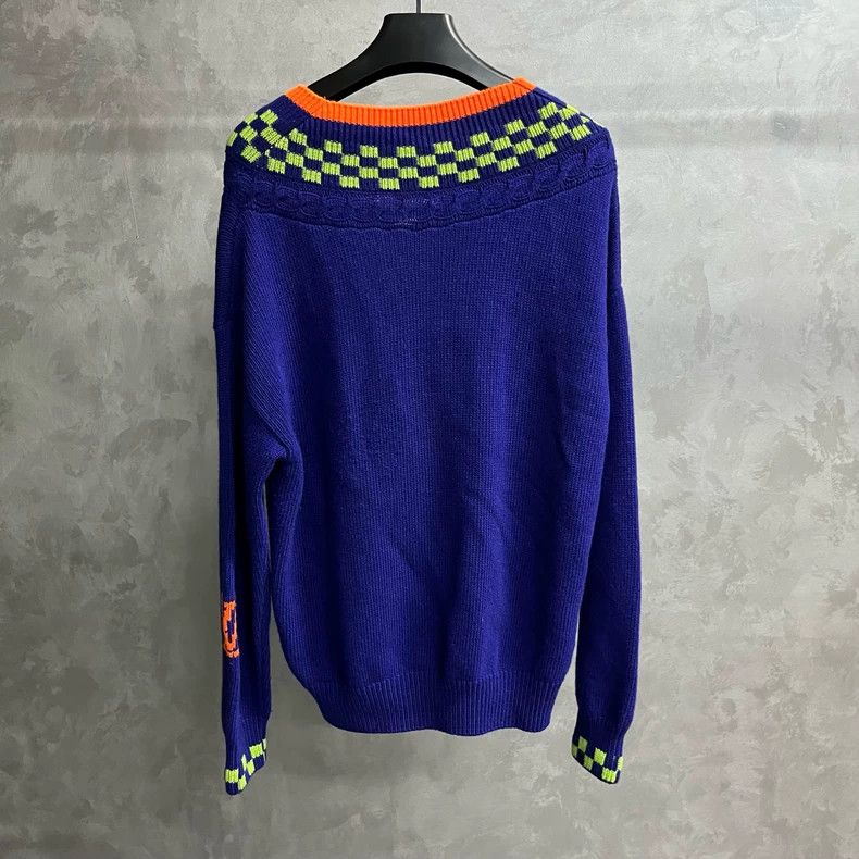 Louis Vuitton Louis Vuitton Blue Plaid Jacquard V-Neck Knit Sweater Size US M / EU 48-50 / 2 - 5 Thumbnail