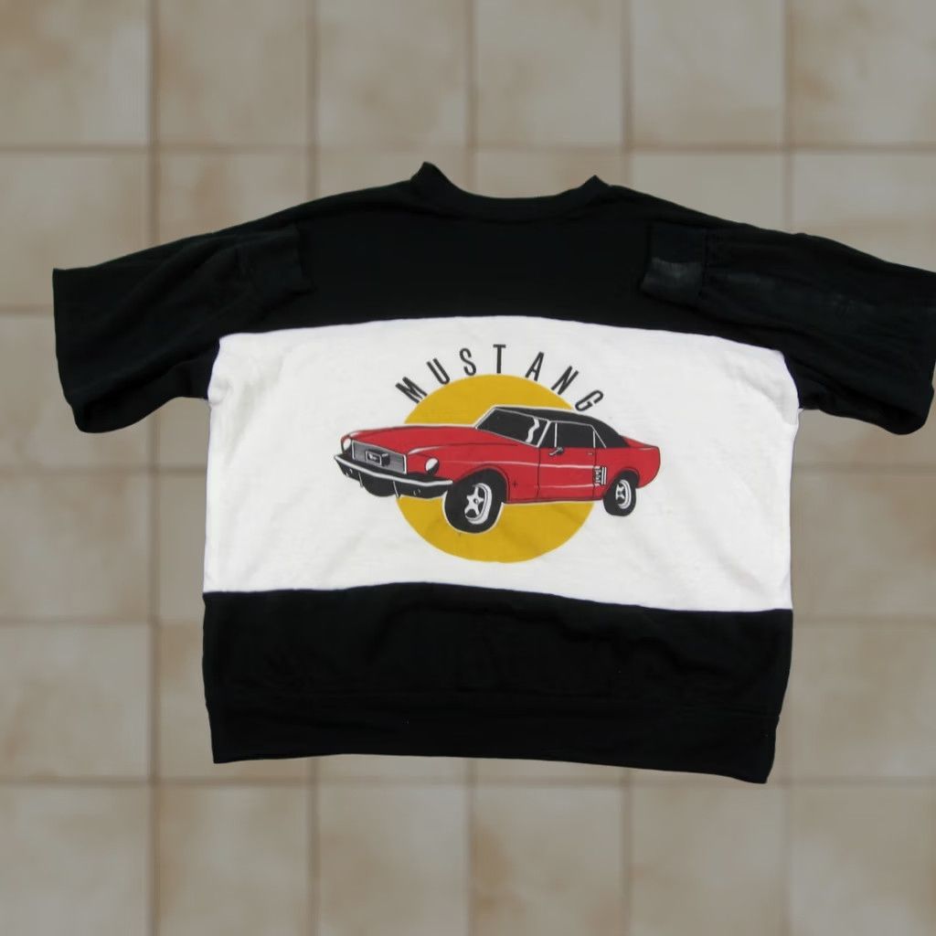 Ford VINTAGE Mustang Sweatshirt Mens Large Black White Cropped Striped Ford Car 80s Size US L / EU 52-54 / 3 - 1 Thumbnail