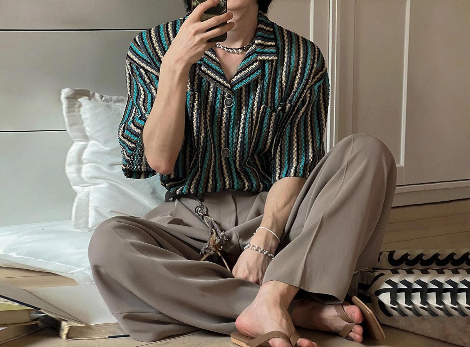 Other Striped Button Short Sleeve Shirt Size US M / EU 48-50 / 2 - 3 Thumbnail