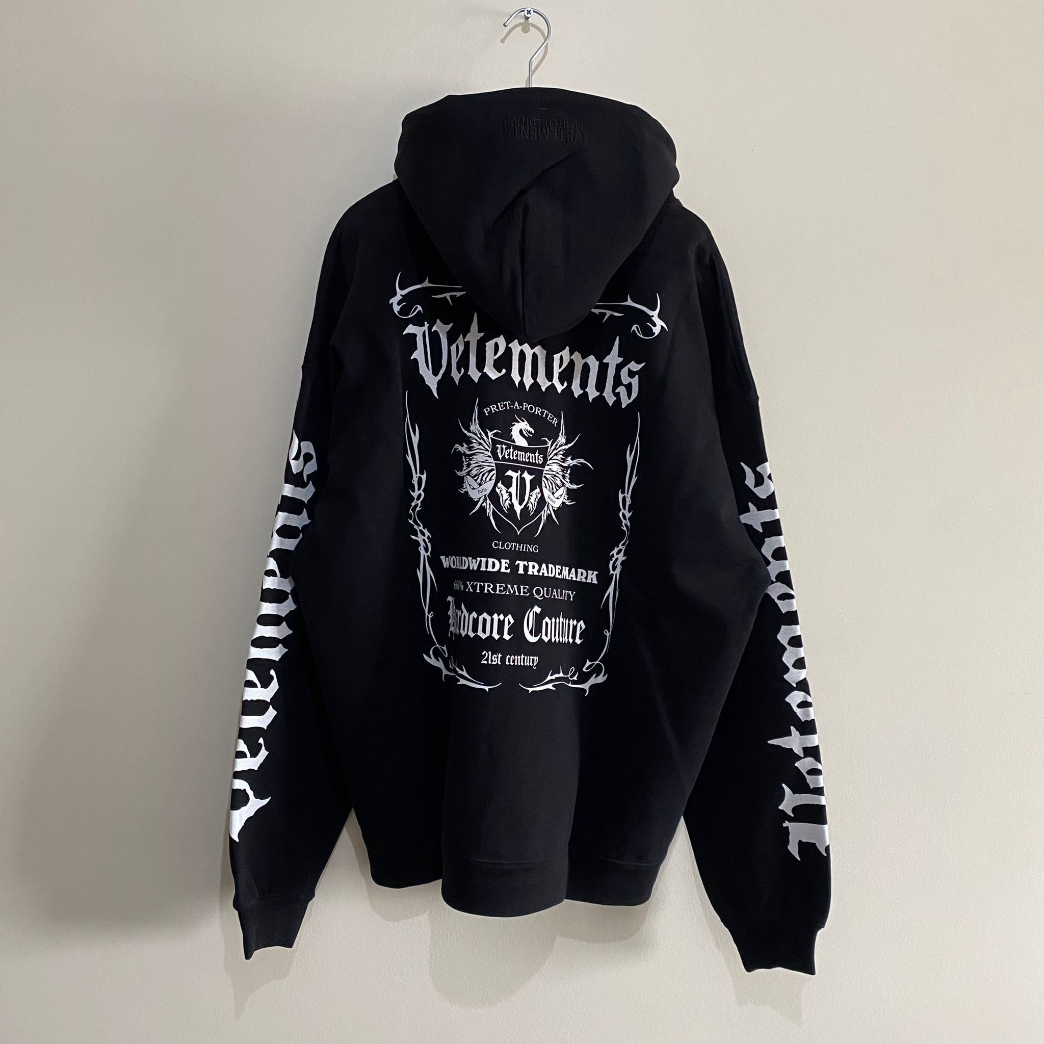 Vetements Black White Crest Logo Oversized Hoodie Size M / US 6-8 / IT 42-44 - 6 Thumbnail