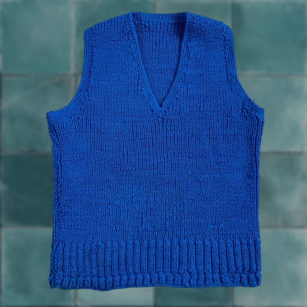 Vintage VINTAGE Blue Knitted Vest Sweater Pullover M 70s Casual Mens Size US M / EU 48-50 / 2 - 1 Thumbnail