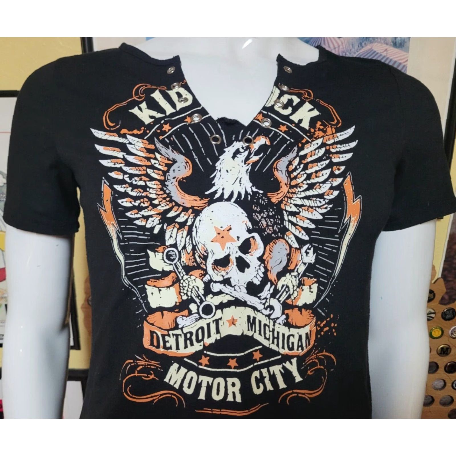Shein VINTAGE Womens Mot or City Rock Detroit MI Kid Rock T Shirt Medium Black Shirt Womens Rock Music T Shirt Mens? Size M / US 6-8 / IT 42-44 - 2 Thumbnail