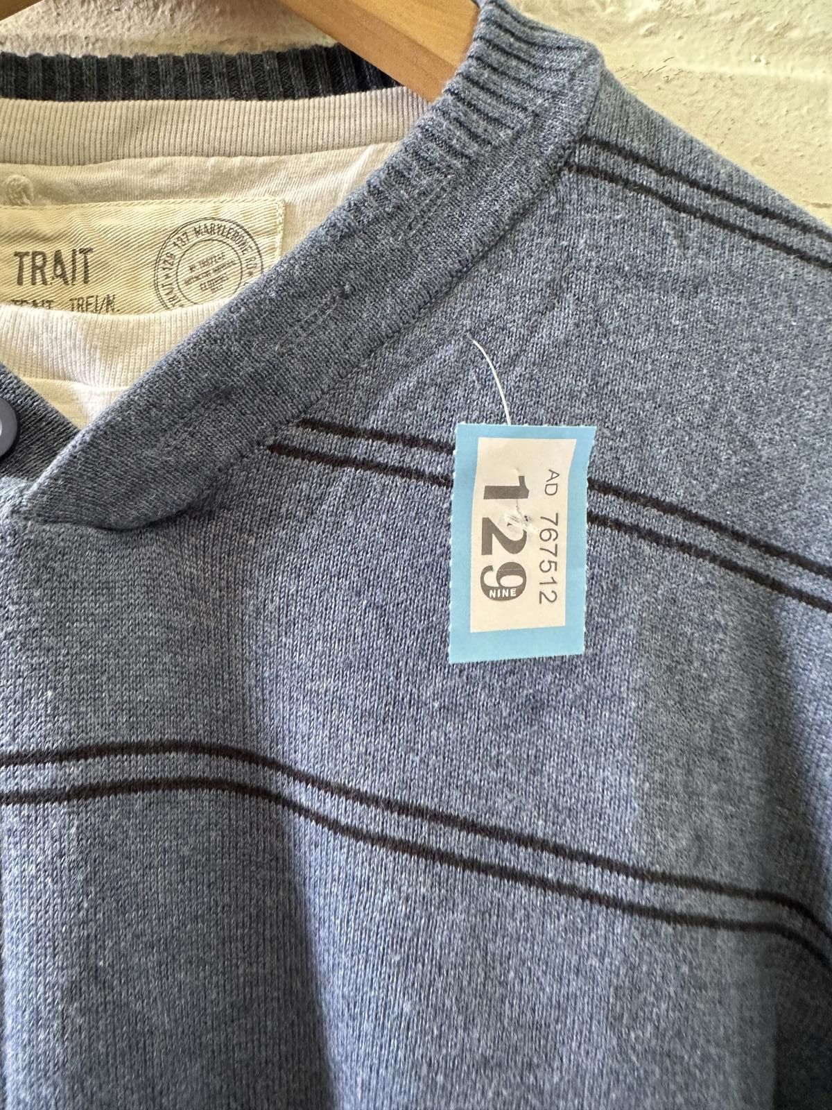 Pacific Trail Men's Blue Striped Buttoned V-Neck Sweater Size US L / EU 52-54 / 3 - 2 Thumbnail