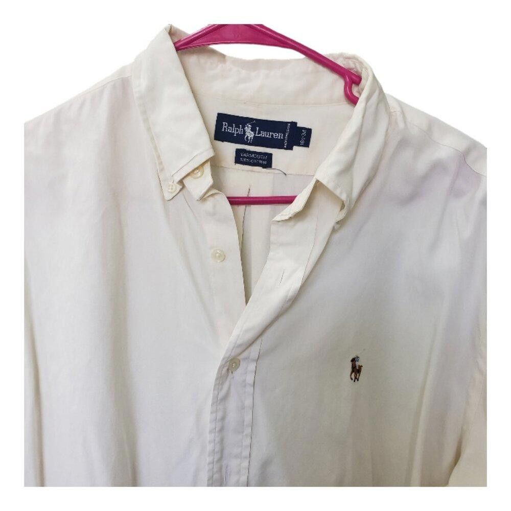 Designer CT1532 Ralph Lauren Men's Off White Shirt 16.5-34 Size US M / EU 48-50 / 2 - 2 Thumbnail