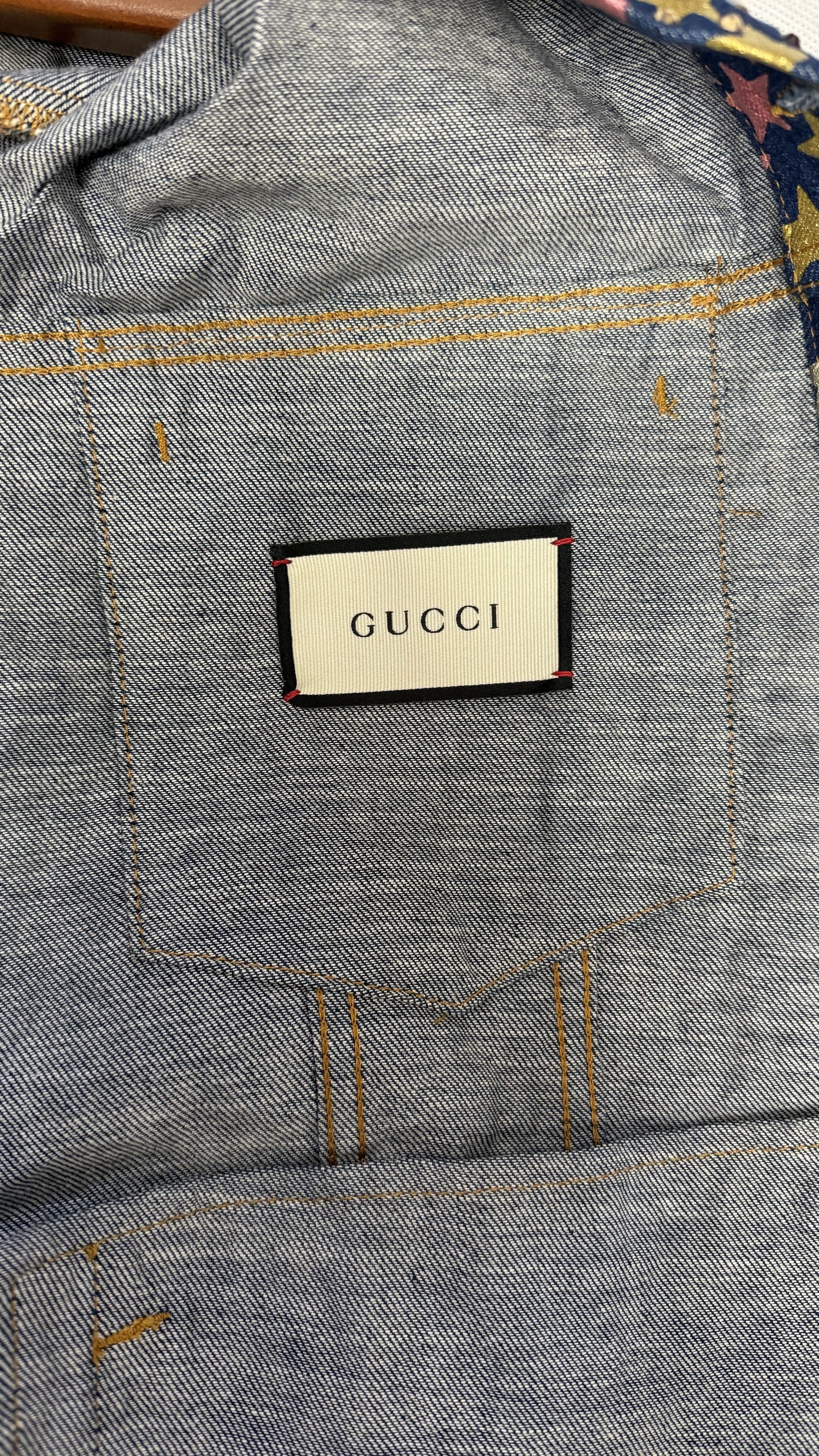 Gucci GUCCI Denim Jacket Foil Star Crystal Embellished Blue 548722 Size US S / EU 44-46 / 1 - 14 Thumbnail