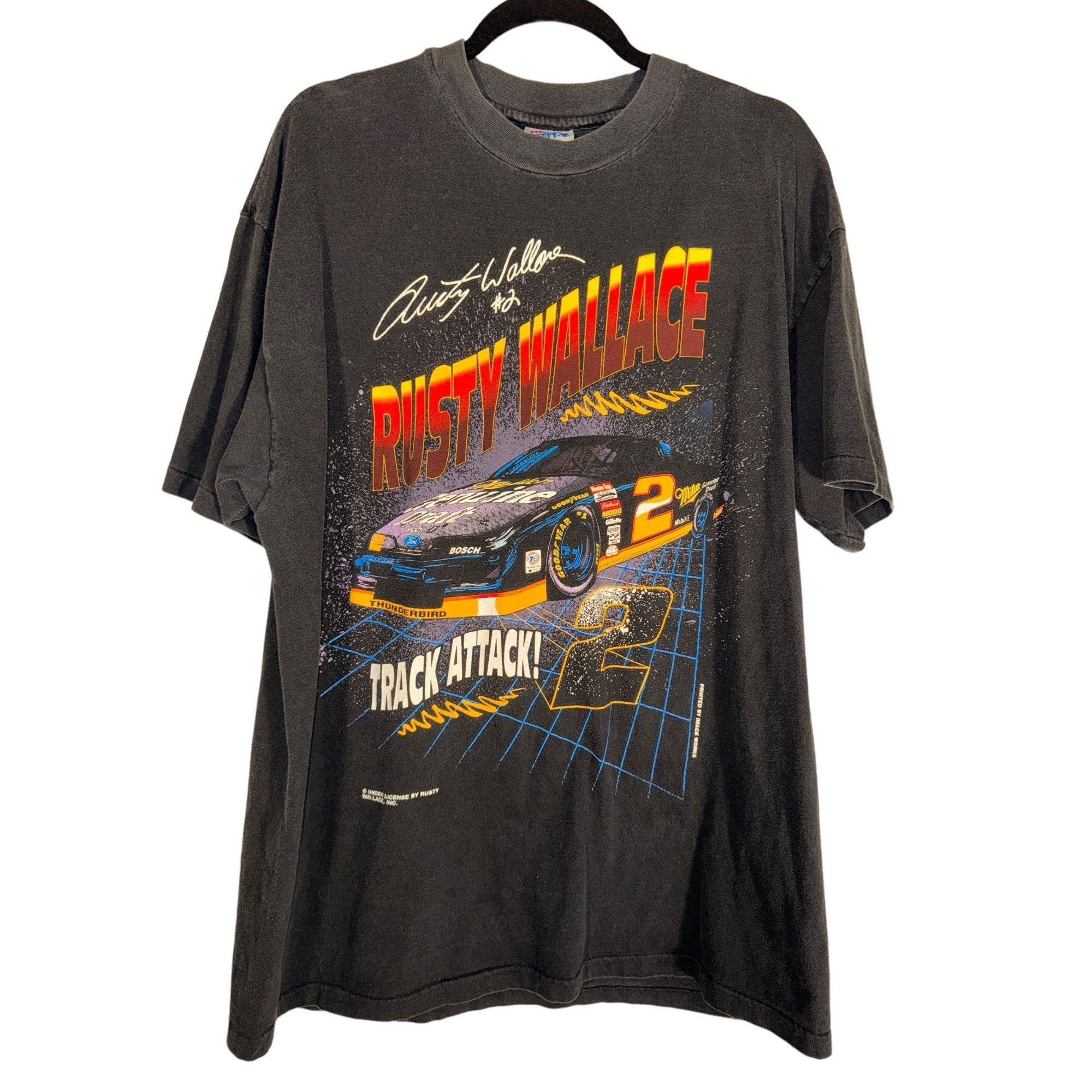 NASCAR × Vintage Vintage Rusty Wallace Shirt NASCAR Graphic Tee 1990s Size US XL / EU 56 / 4 - 1 Thumbnail