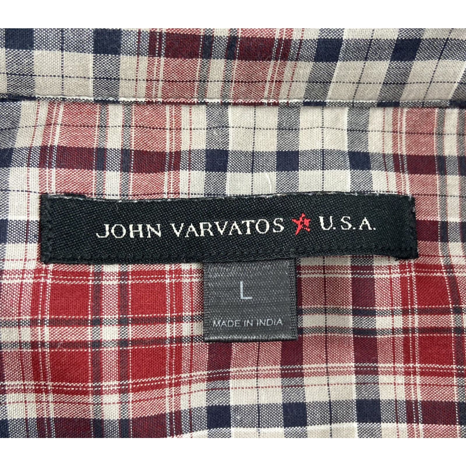 John Varvatos John Varvatos USA Men's Button Up Long Sleeve Plaid Cotton Shirt Size Large Red Size US L / EU 52-54 / 3 - 5 Thumbnail