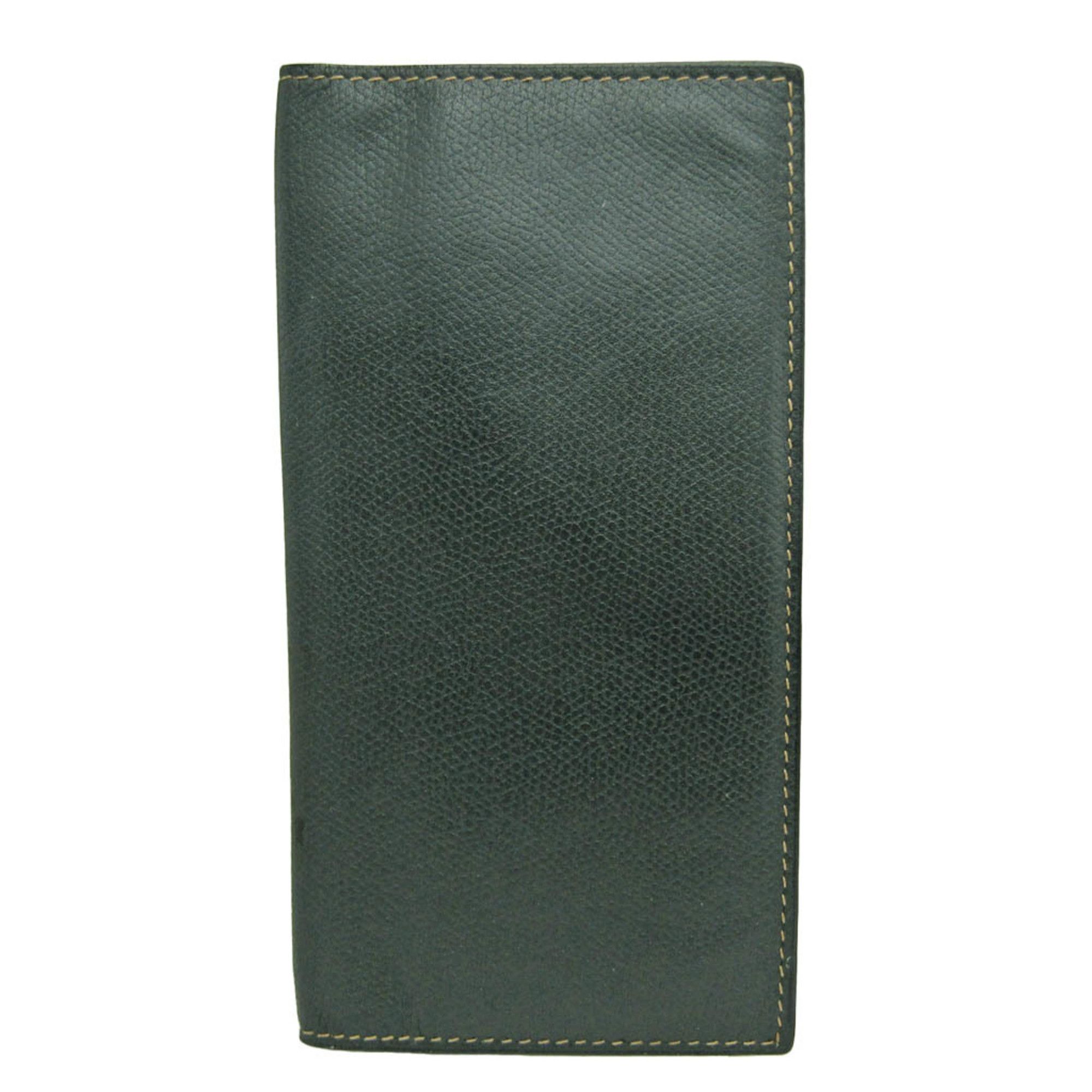 Valextra Vertical 12 Card V8L21 MenWomen Leather Long Bill Wallet (bi-fold) Dark Green
