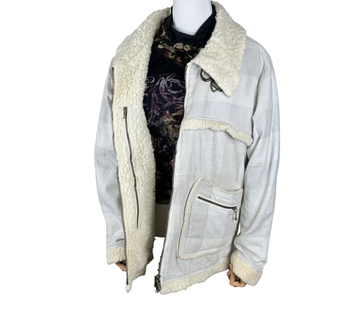 Japanese Brand ☀️BURNOUT STRIPED SHERPA WINTER JACKET Size US L / EU 52-54 / 3 - 3 Thumbnail