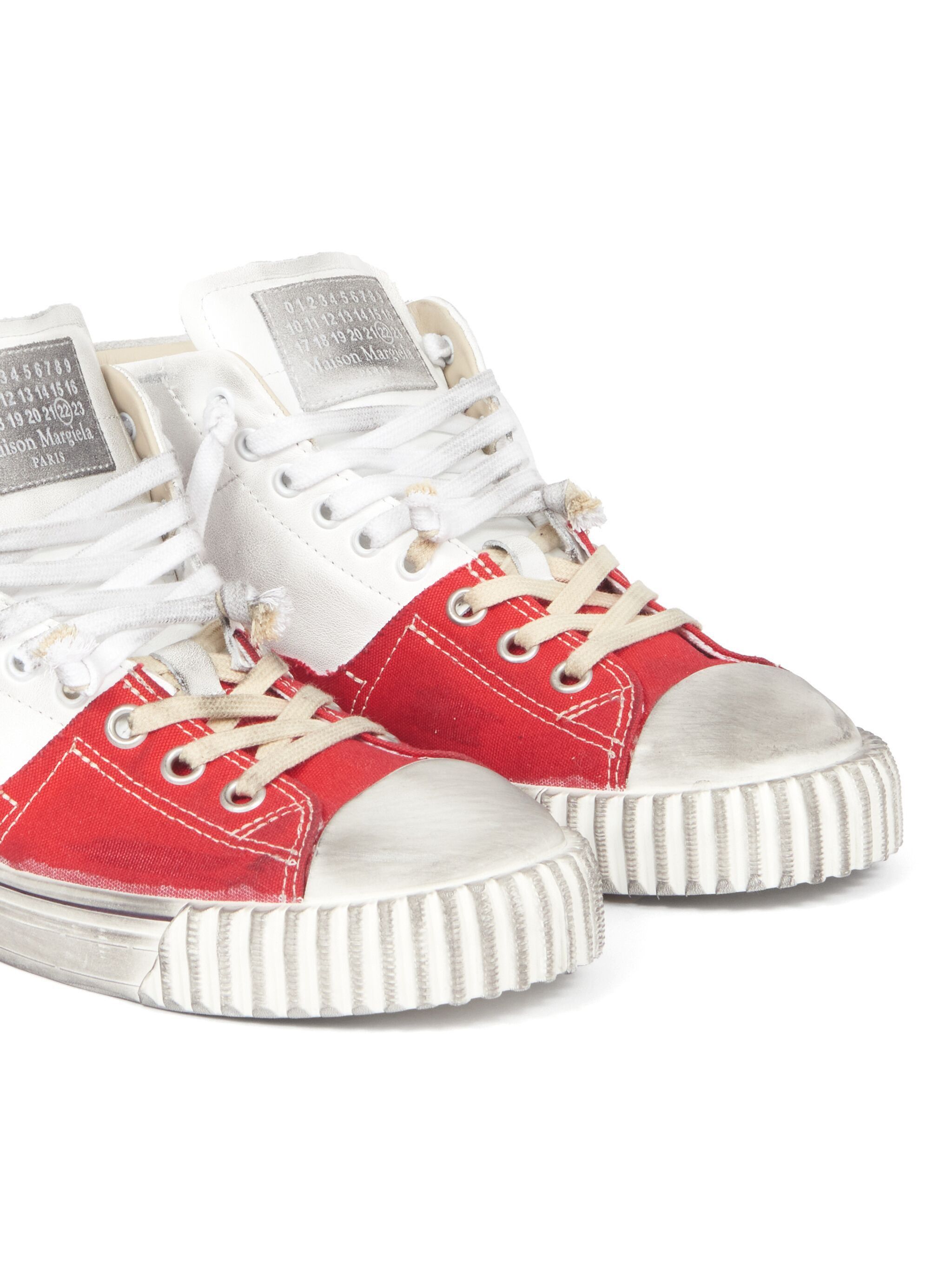 Maison Margiela o1w1db11125 New Evolution Leather Sneakers in Red/White Size US 12 / EU 45 - 5 Thumbnail