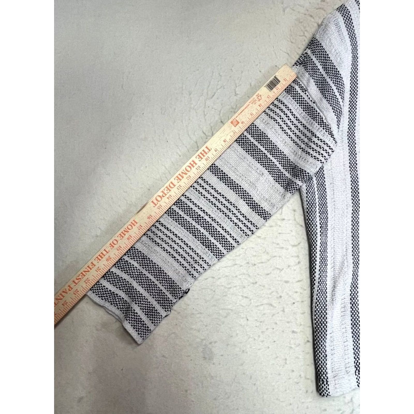 Billabong Billabong Womens Jacket Gray L Oversized Striped Knit Open Pockets Cardigan Coat Mid-Length Modern Classic Fall Spring Mens? Size L / US 10 / IT 46 - 5 Thumbnail