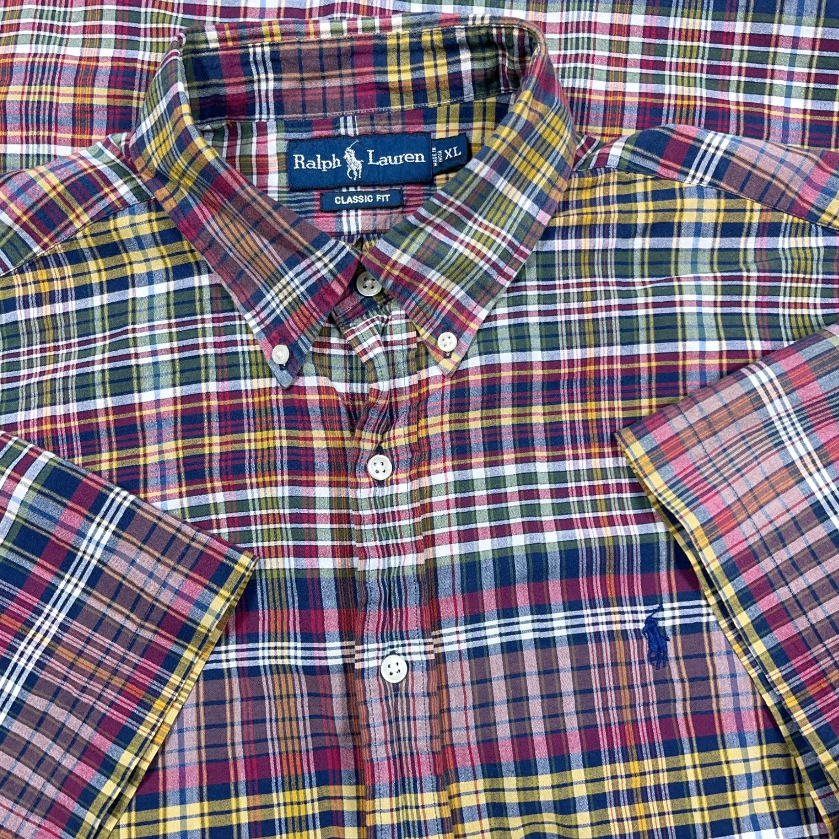 Polo Ralph Lauren Ralph Lauren Shirt Men XL Maroon Blue Plaid Button Up Camp Madras Classic Fit Shirt Size US L / EU 52-54 / 3 - 2 Thumbnail