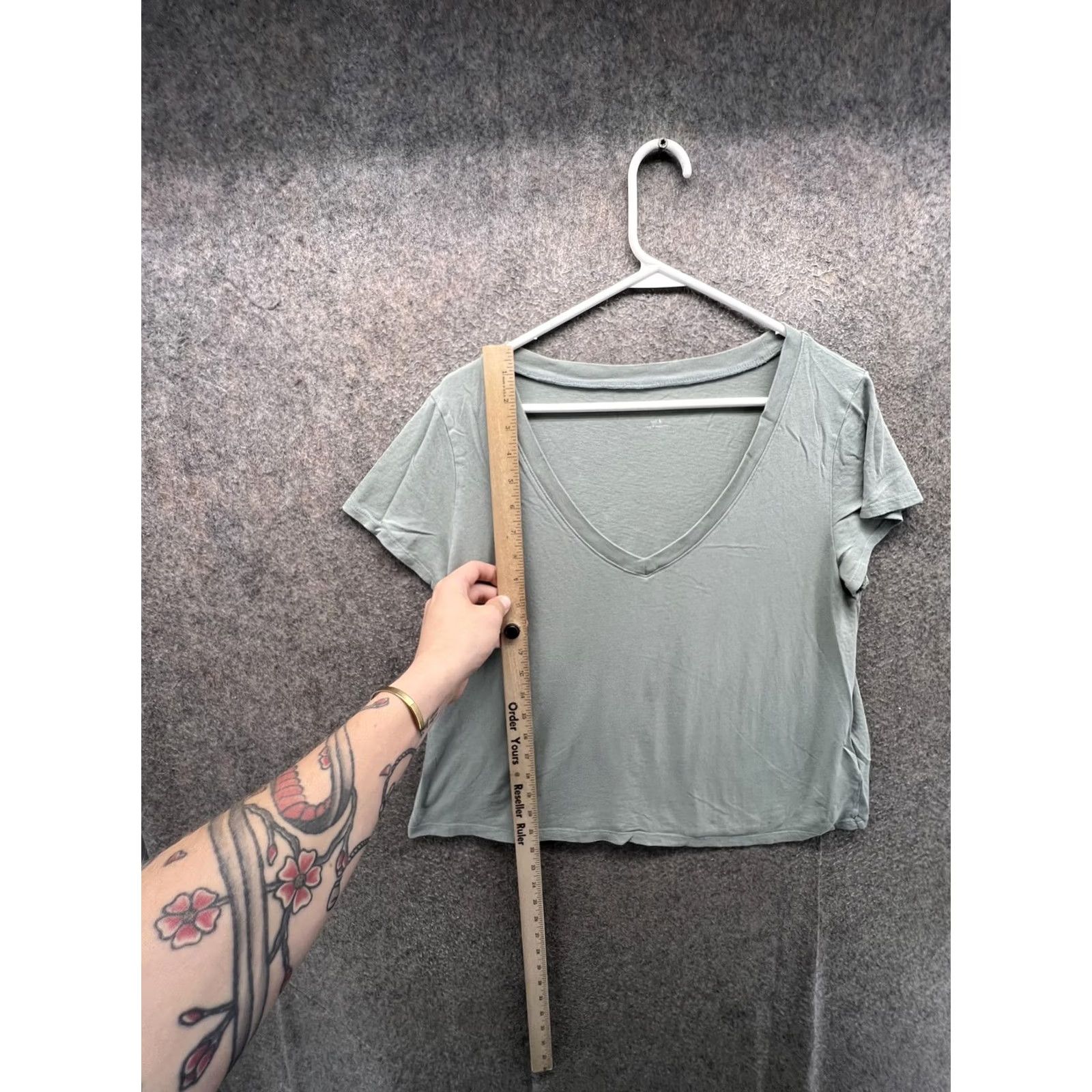 Madewell Madewell Shirt Womens Small Green Softfade Cotton V Neck Short Sleeve Jersey Top Size S / US 4 / IT 40 - 3 Thumbnail
