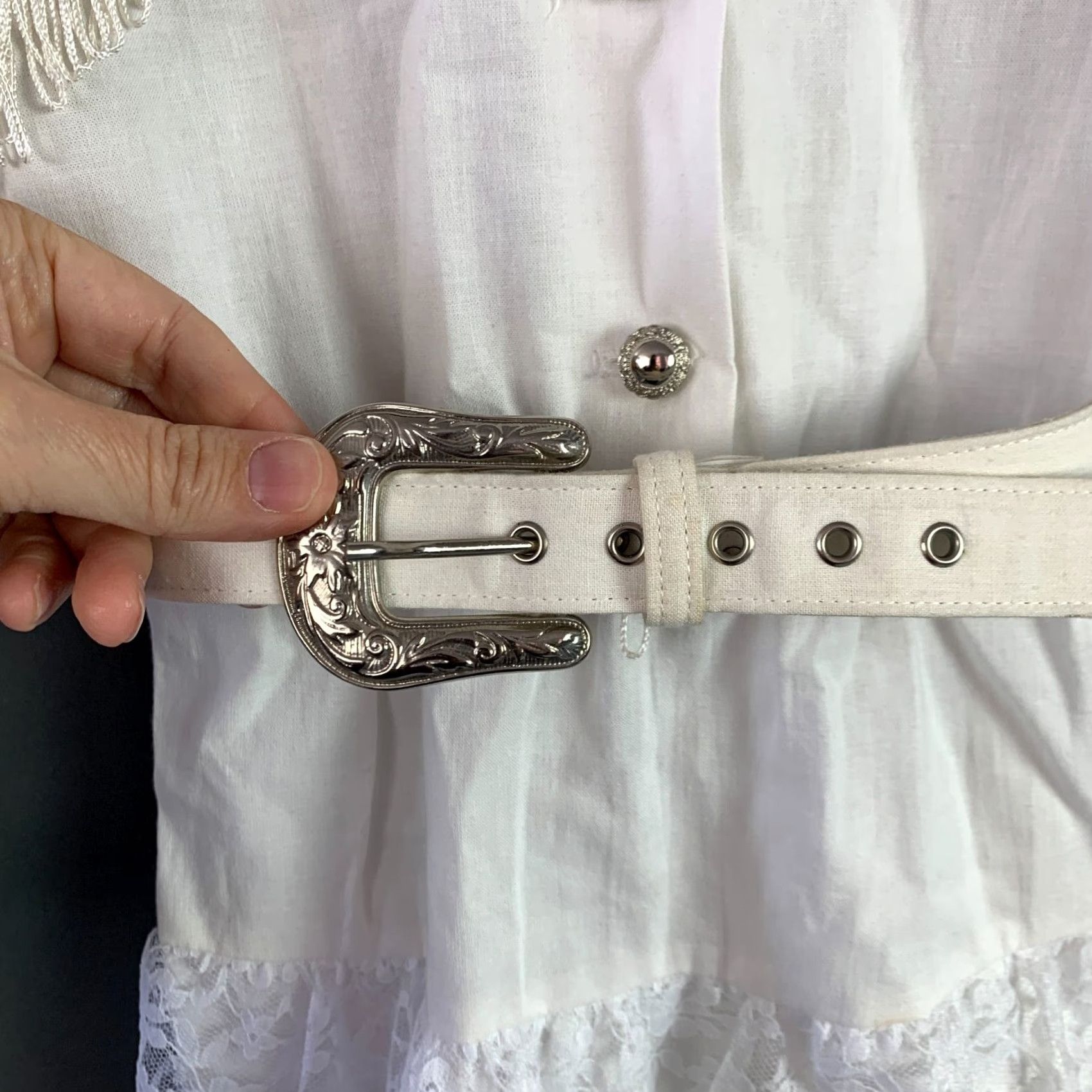 Vintage VINTAGE Banjo Dallas Texas White Lace Rodeo Cowgirl Girls Dress Outfit 6-6X NWT Size ONE SIZE - 5 Thumbnail