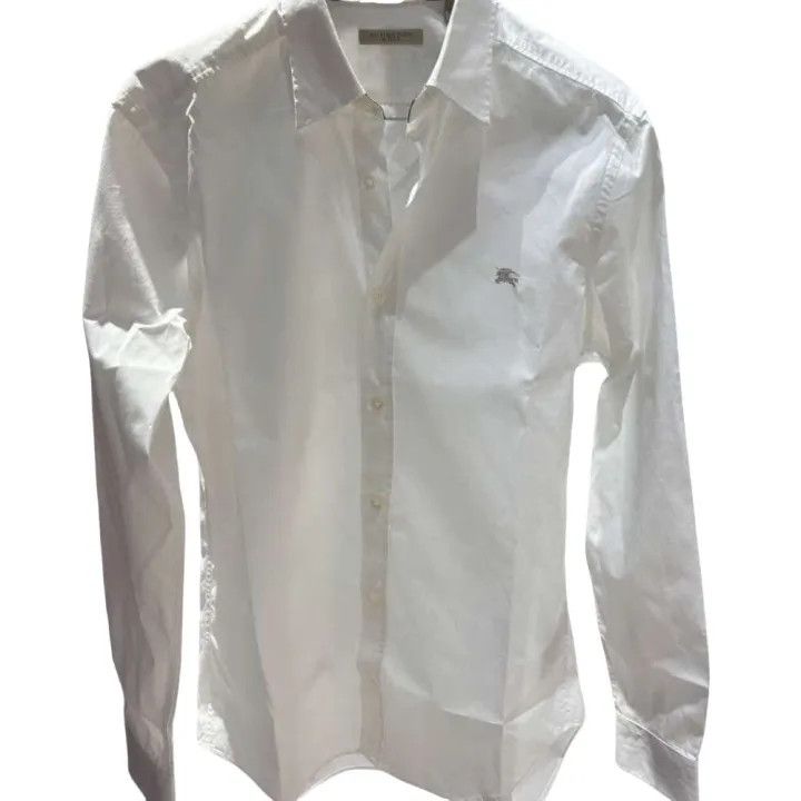 Burberry White Long Sleeve Button-Up Shirt 0079