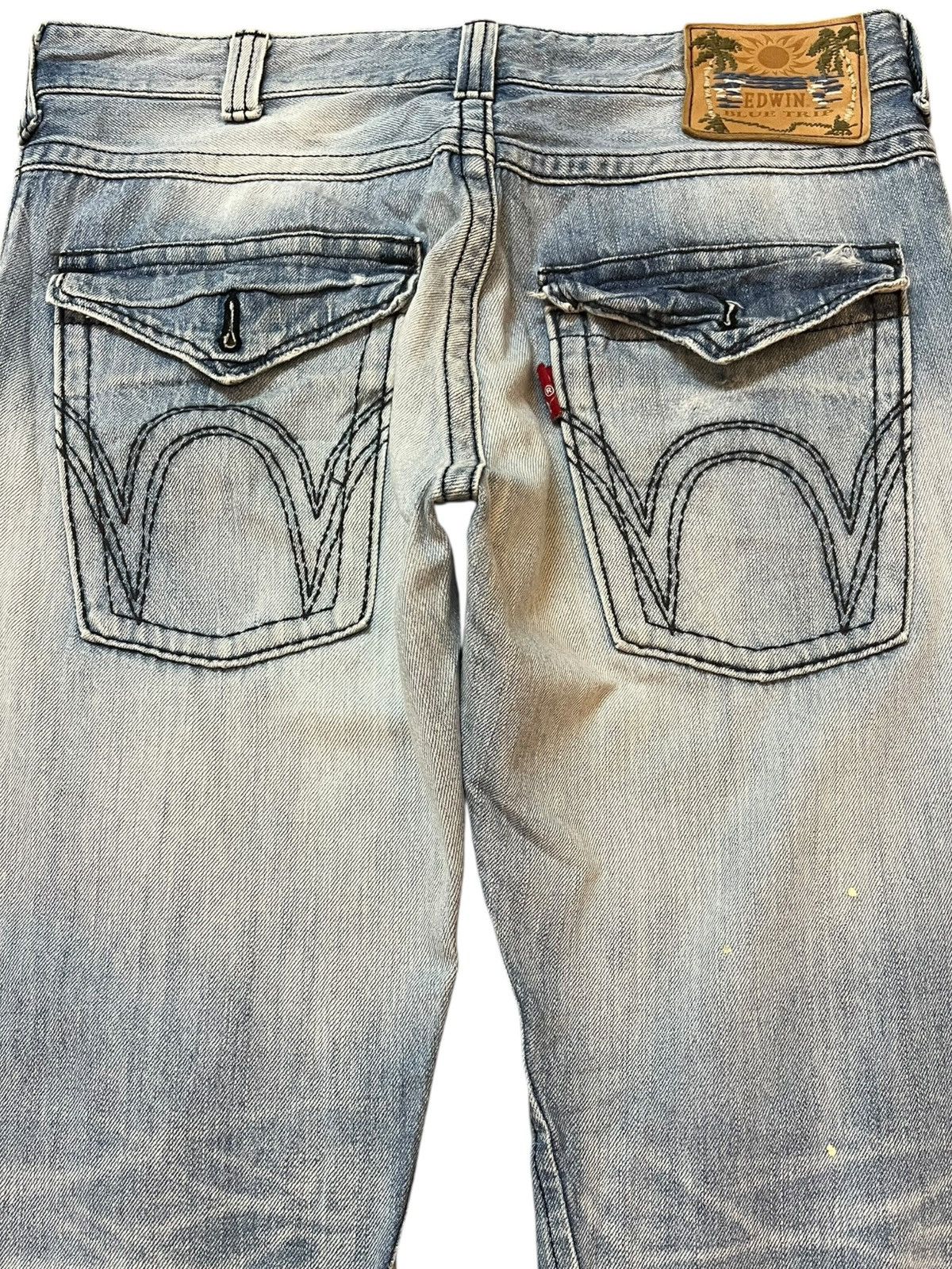 Edwin Vintage Edwin Blue Trip Flare Faded Distressed Denim Size US 35 - 7 Thumbnail