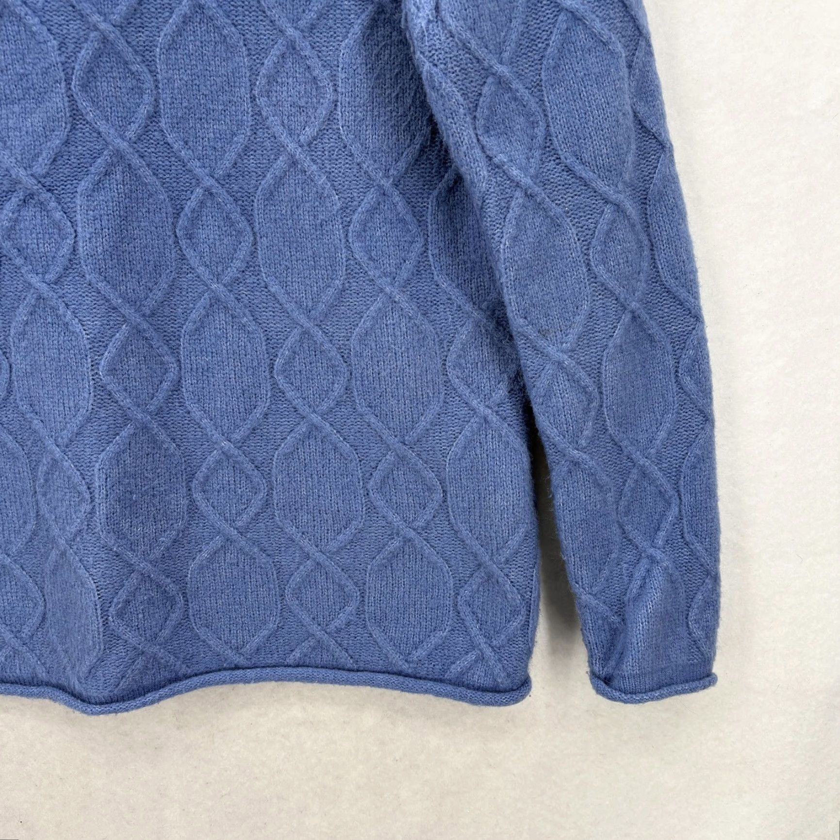 Talbots VINTAGE Talbots Sweater Womens Medium Blue Cable Knit Crew Neck Pullover Alpaca Blend Size M / US 6-8 / IT 42-44 - 3 Thumbnail