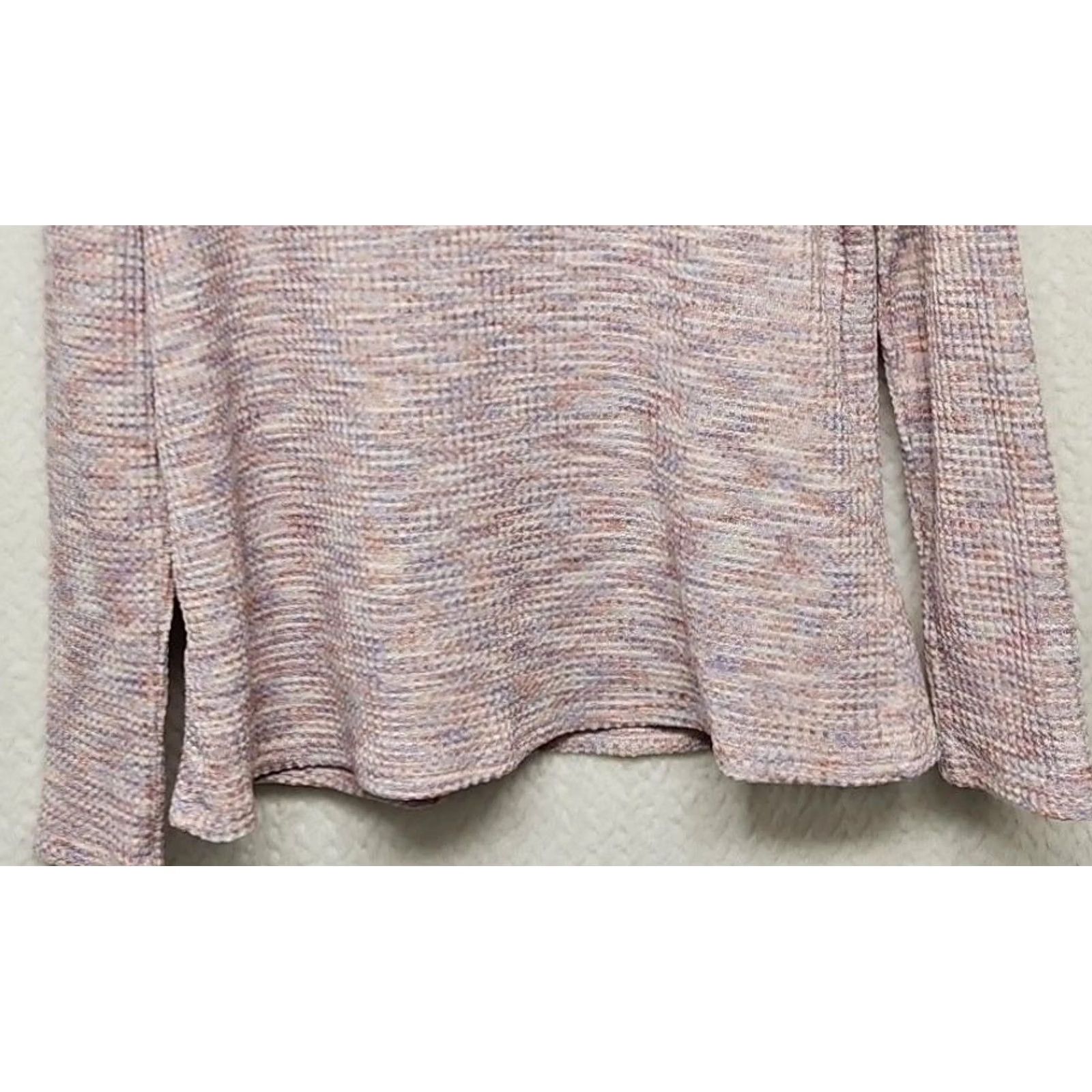 Pinko women's waffle knit long-sleeve V-neck button-up tunic top Multicolor Pink Tunic Long Sleeve V-Neck Striped All Seasons Women's Regular Fit L Size L / US 10 / IT 46 - 6 Thumbnail