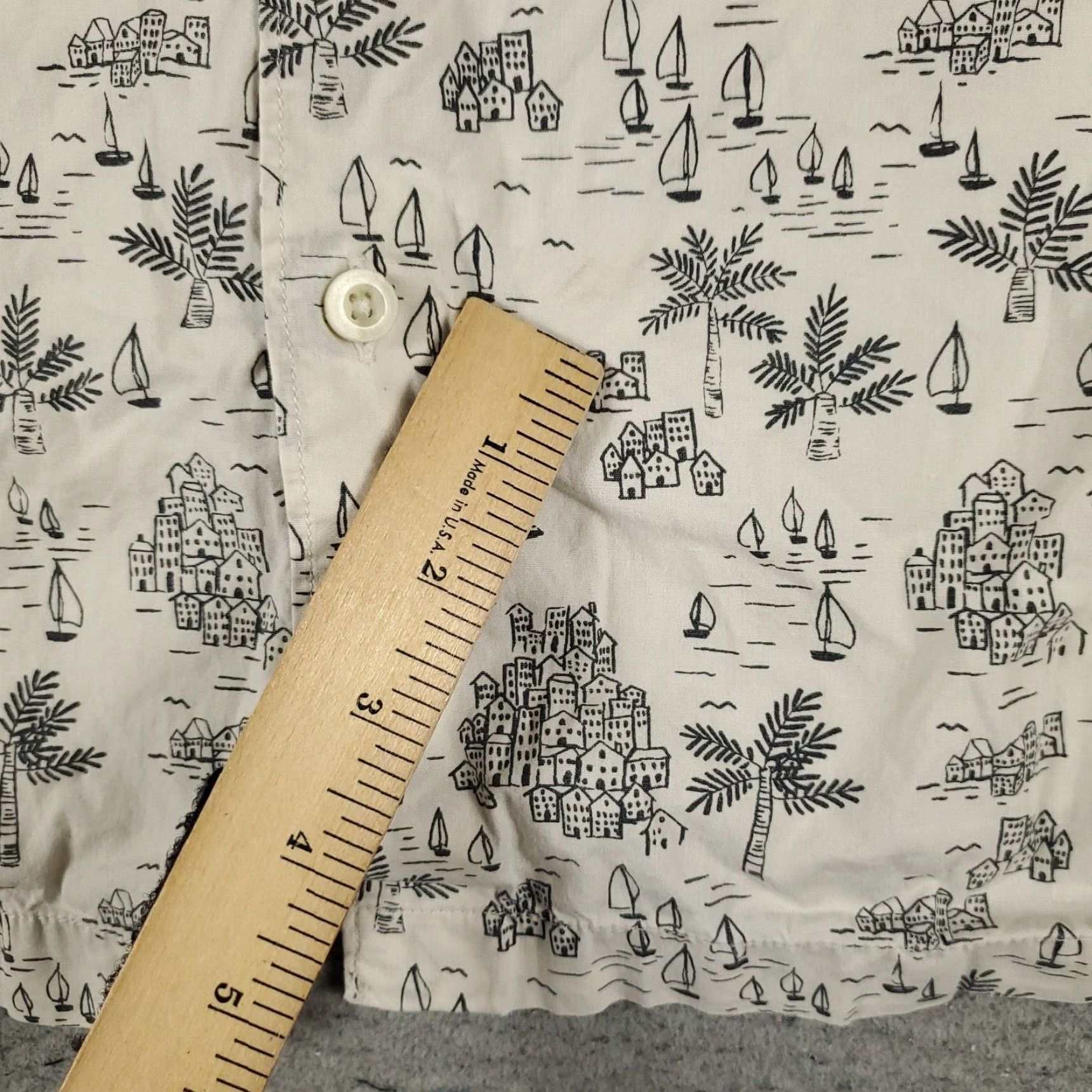 Tommy Bahama Tommy Bahama Shirt Mens Small Off-White Gray Cotton Button Up Short Sleeve Geometric Pattern Size US S / EU 44-46 / 1 - 4 Thumbnail