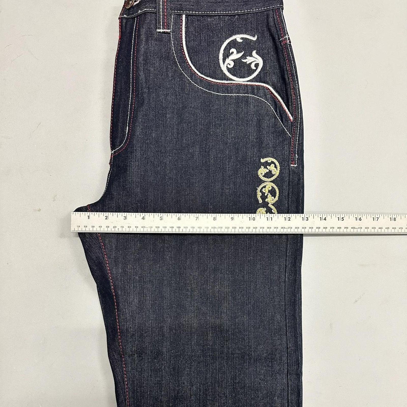 Vintage Vintage baggy y2k noiz blue raw denim embroidered design Size US 36 / EU 52 - 5 Thumbnail