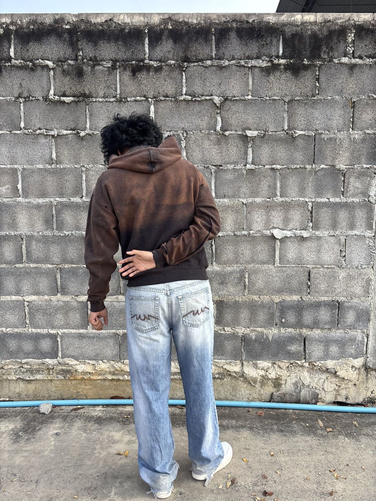 Vintage Thrashed Faded 2Tone Hoodie Distressed Size US M / EU 48-50 / 2 - 10 Thumbnail