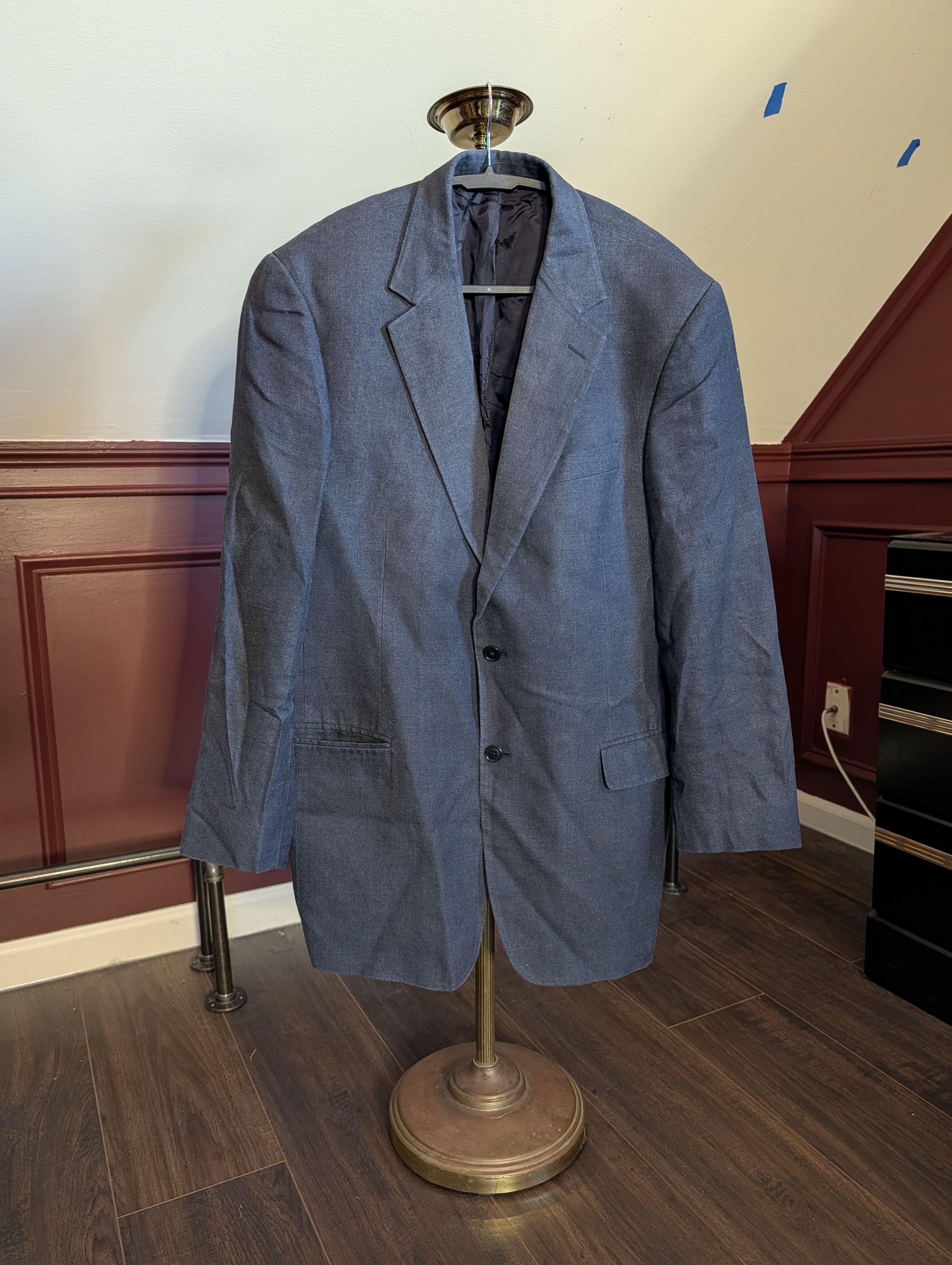 Brooks Brothers Silk linen made in Italy blue/gray sport coat jacket Size 42L - 1 Thumbnail