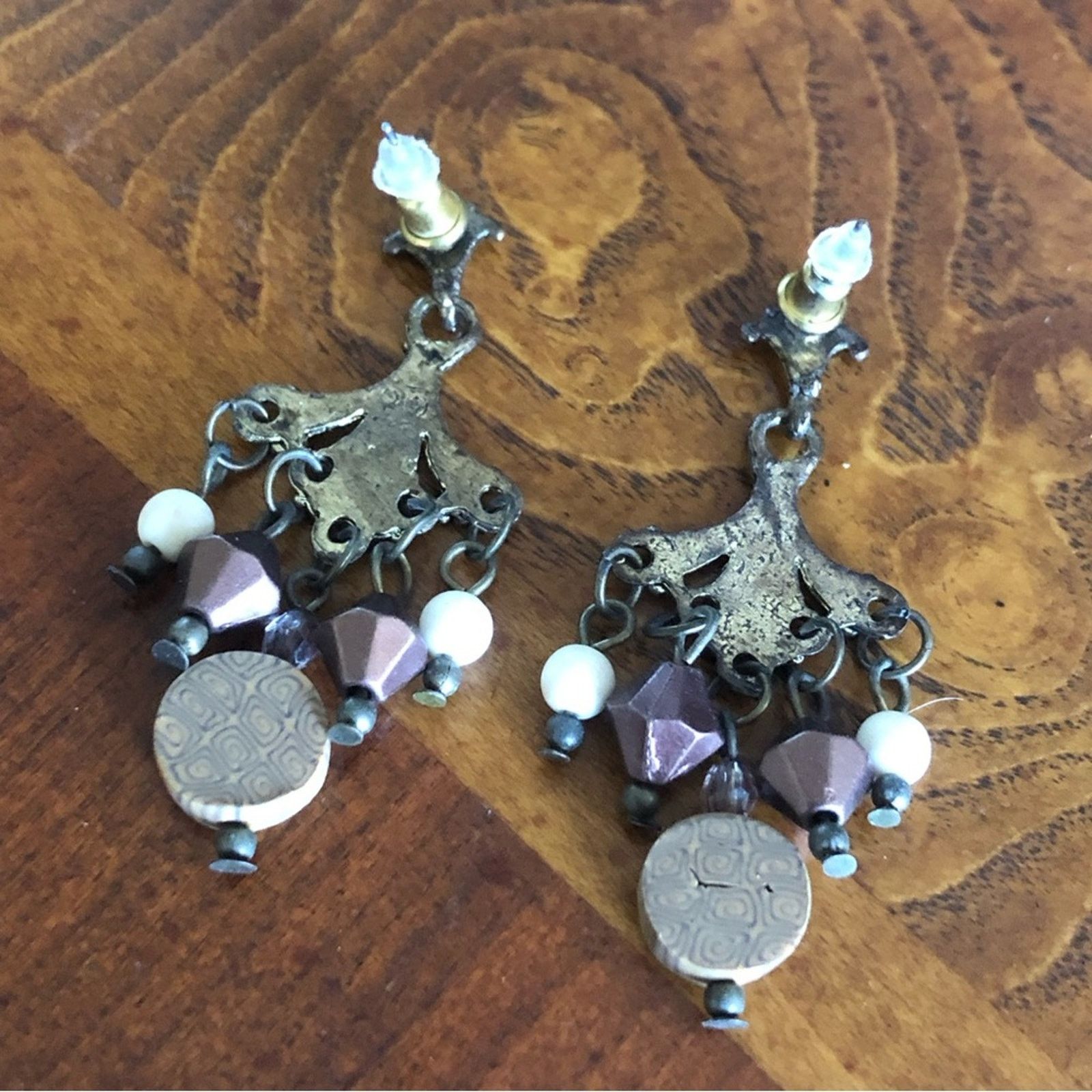 Vintage Vintage brass beaded dangle pierced earrings Size ONE SIZE - 5 Thumbnail