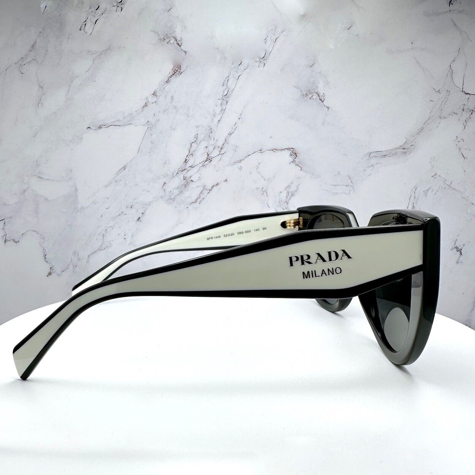 Prada New PRADA Sunglasses Symbole Black White Gold Metallic Logo Size ONE SIZE - 3 Thumbnail
