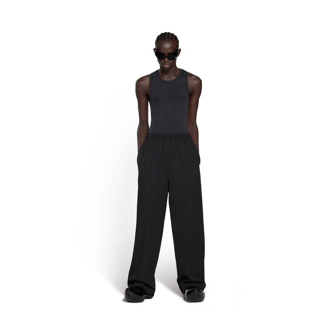 Balenciaga o1w1db10425 Elastic Waist Pant in Black Size US 26 / EU 42 - 2 Thumbnail