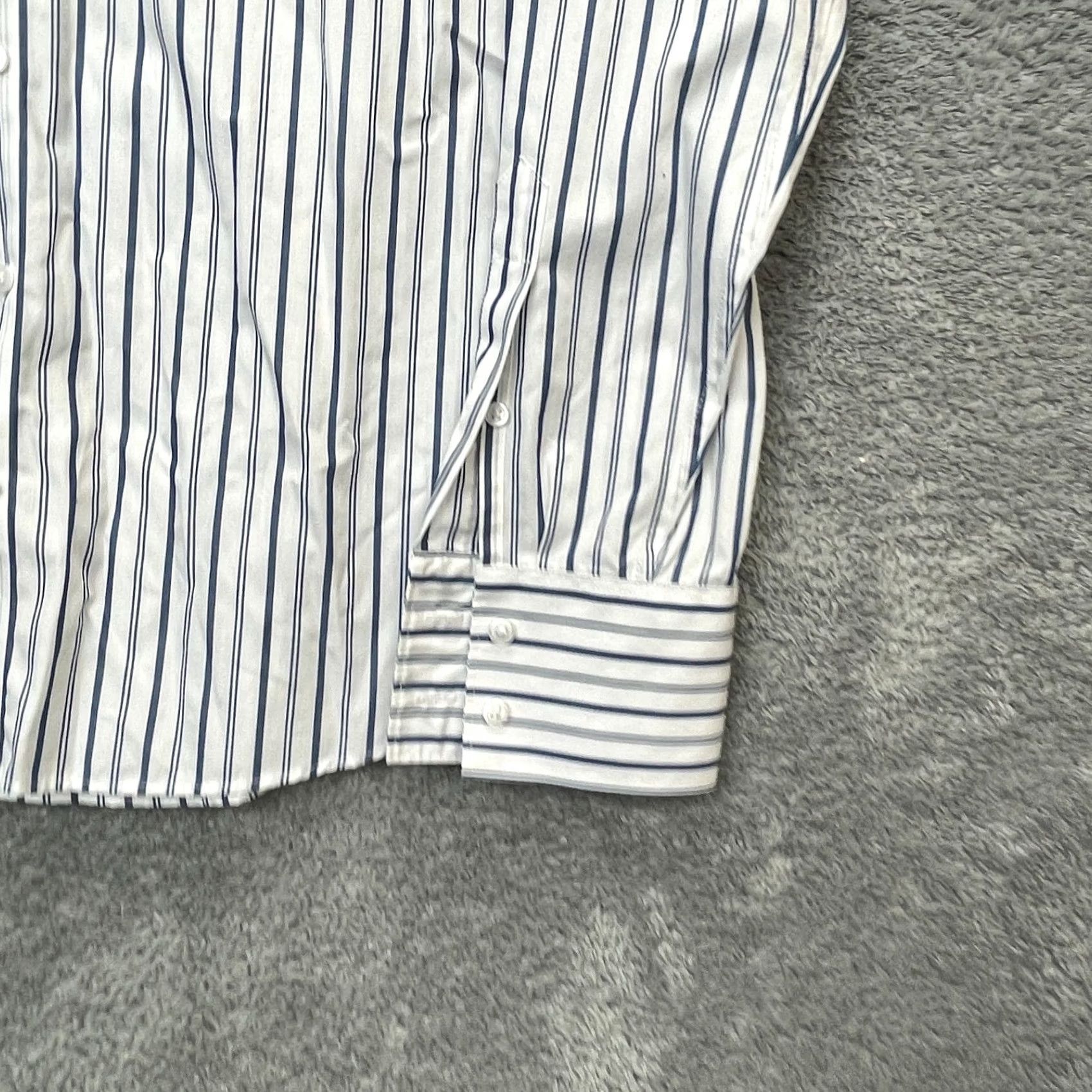 Lands' End Lands' End Shirt Womens 10 White Non-Iron Supima Striped Cotton Button Up Business Size L / US 10 / IT 46 - 5 Thumbnail