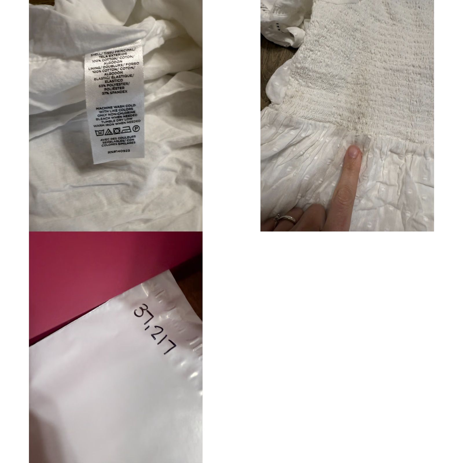 Loft Loft Blouse Women's Size Large White Short Sleeve Flared Sleeve Smocked Regular Size L / US 10 / IT 46 - 8 Thumbnail