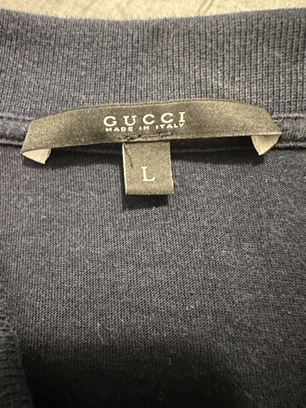 Gucci Gucci Navy Polo with striped collar Size US L / EU 52-54 / 3 - 4 Thumbnail