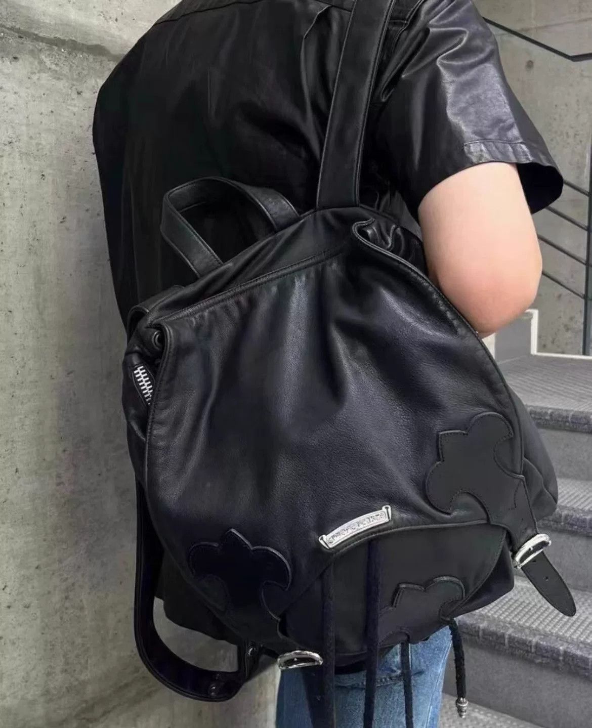 Chrome Hearts Chrome Hearts Black Silver Leather Backpack Size ONE SIZE - 1 Thumbnail