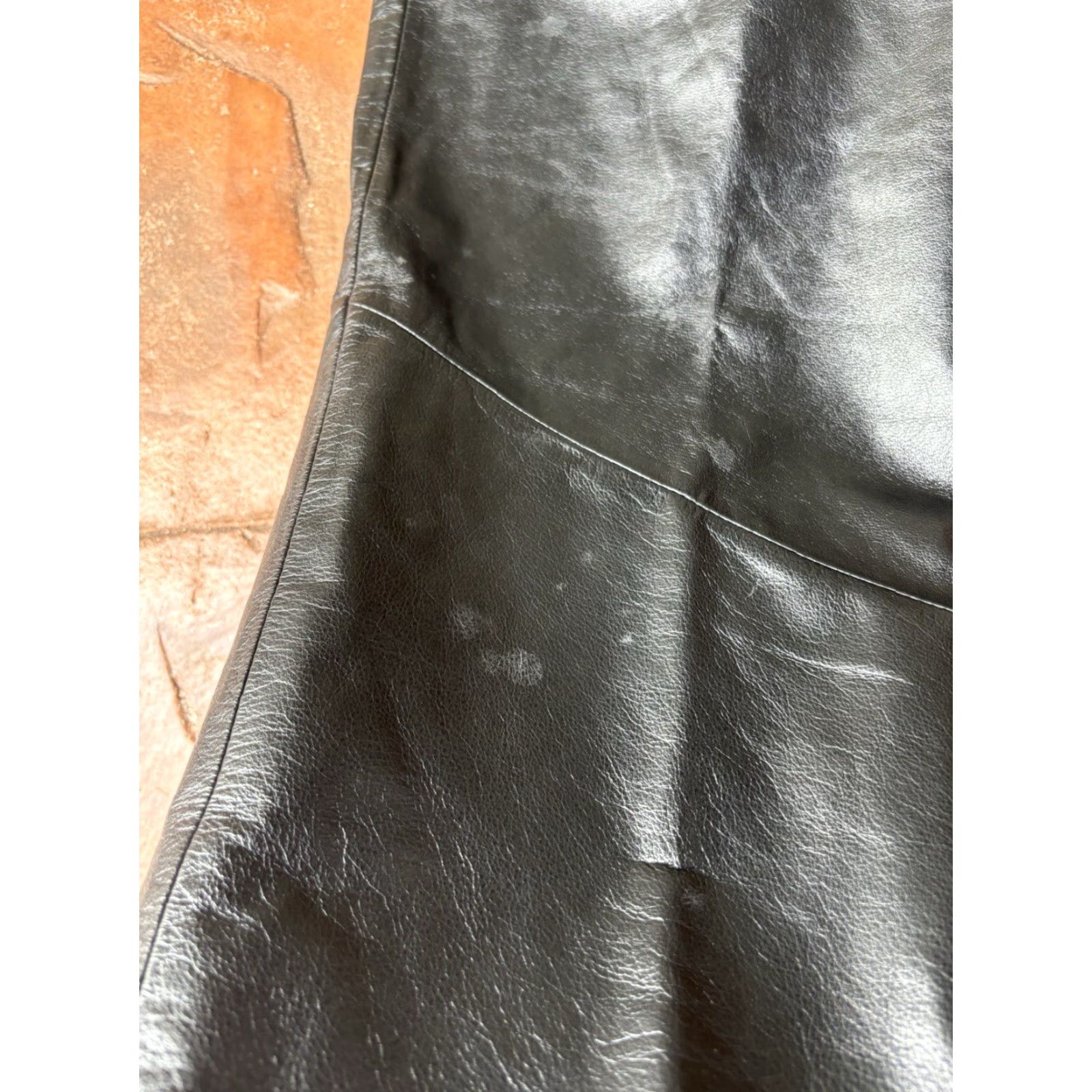 Vintage Danier Leather Pants Womens 6 Black Genuine Leather Straight Leg Dress Pants 90s Motorcycle Biker Zipper Lined Slim High Rise Size 28" / US 6 / IT 42 - 4 Thumbnail