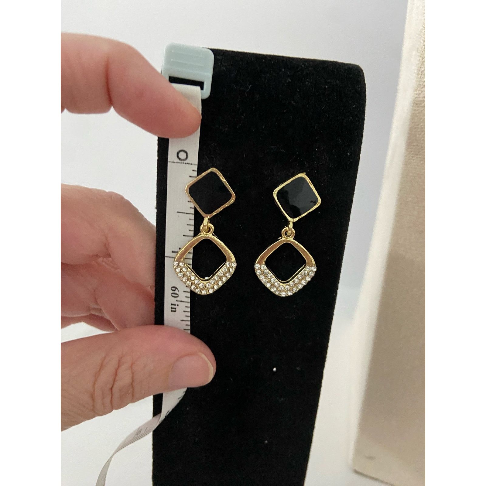 Other Geometric Black enamel and rhinestone earrings Size ONE SIZE - 3 Thumbnail