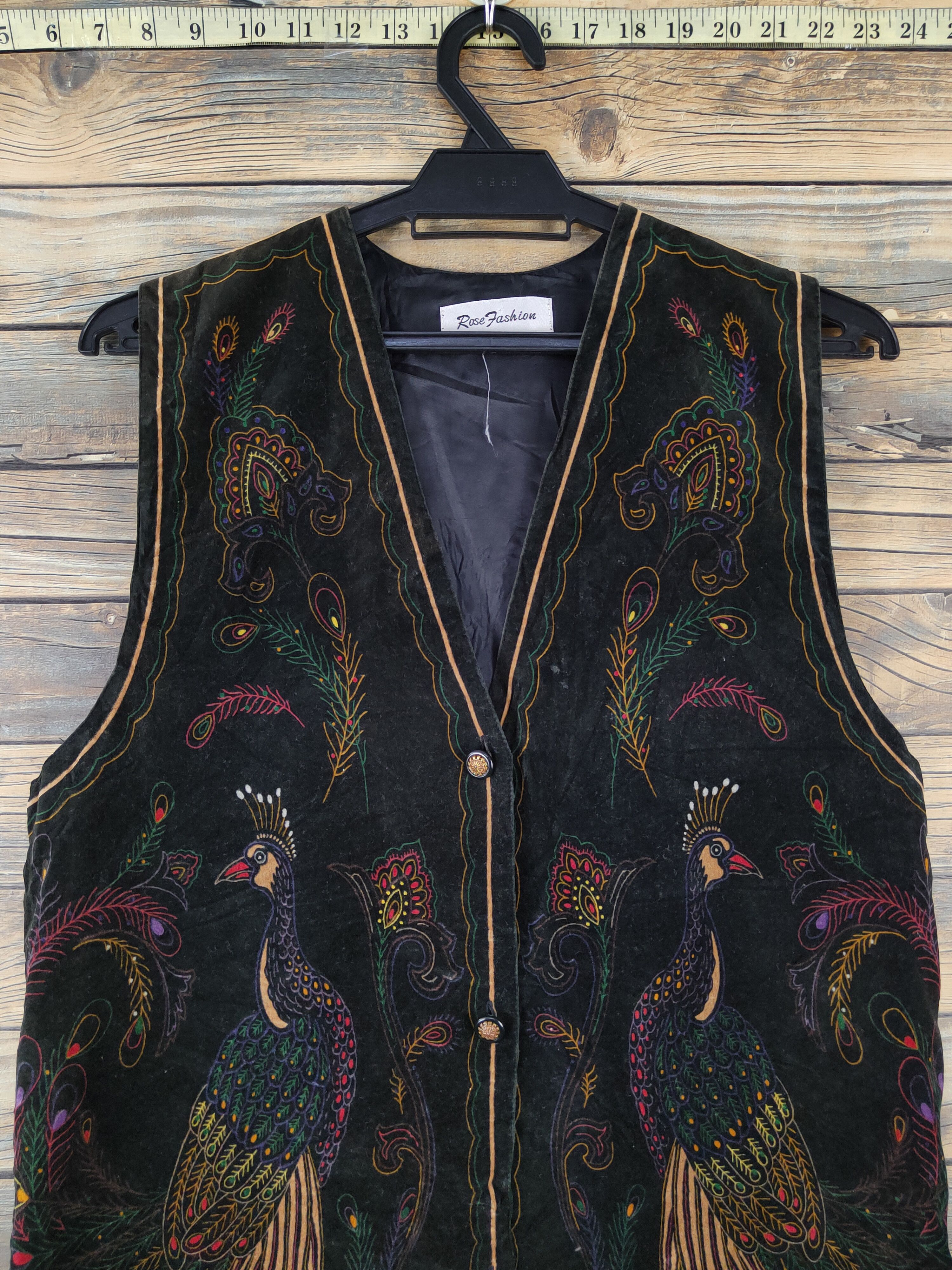 Japanese Brand × Vintage Vintage Art Rose Fashion Black Peacock Vests Size S / US 4 / IT 40 - 2 Thumbnail