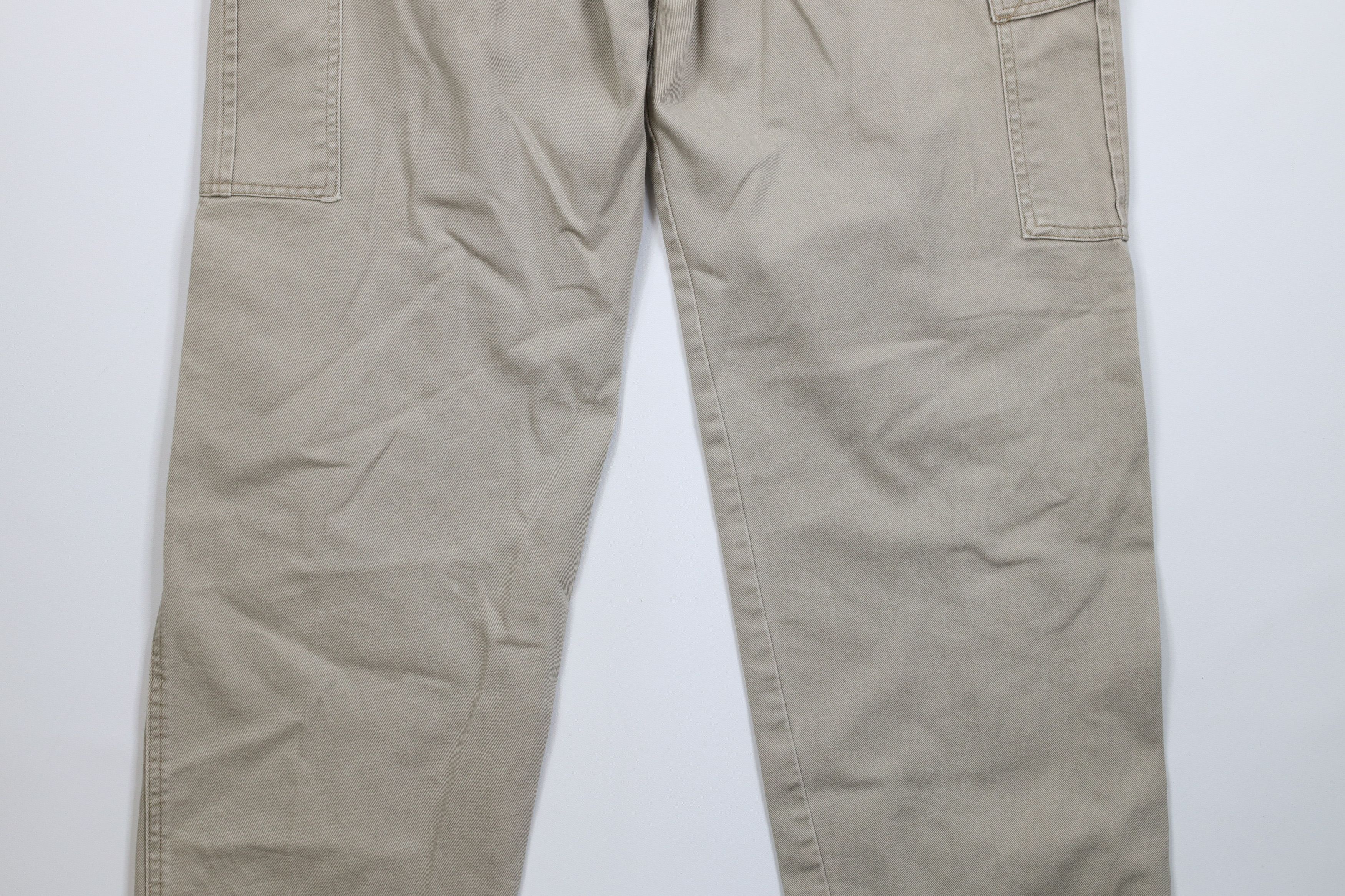 Lee Vintage 90s Y2K Lee Wide Leg Dungaree Cargo Jeans Beige Size US 34 / EU 50 - 14 Thumbnail