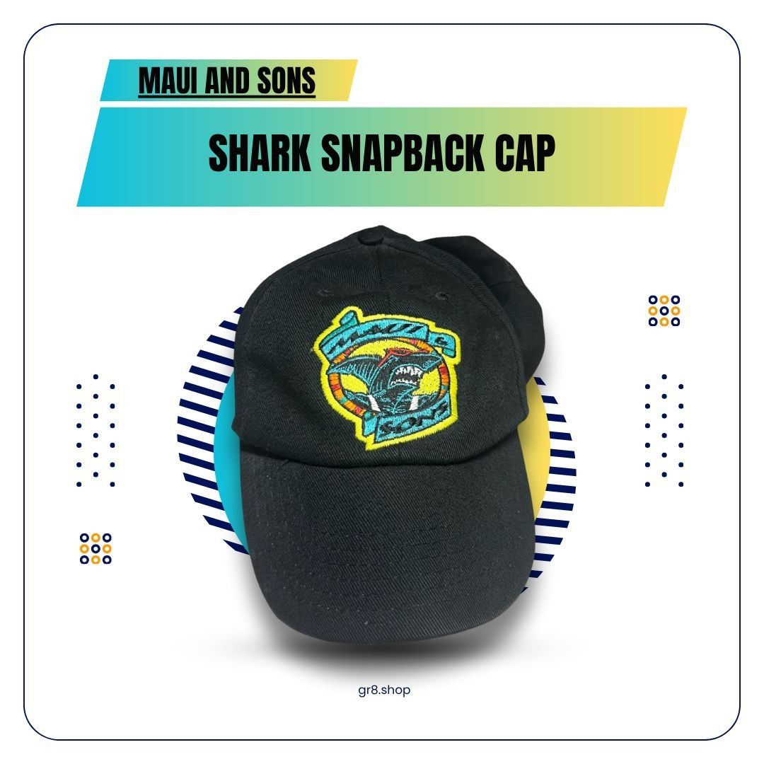 Maui and Sons Maui & Sons Shark Embroidered Black Snapback Cap One Size 10 Size ONE SIZE - 1 Thumbnail