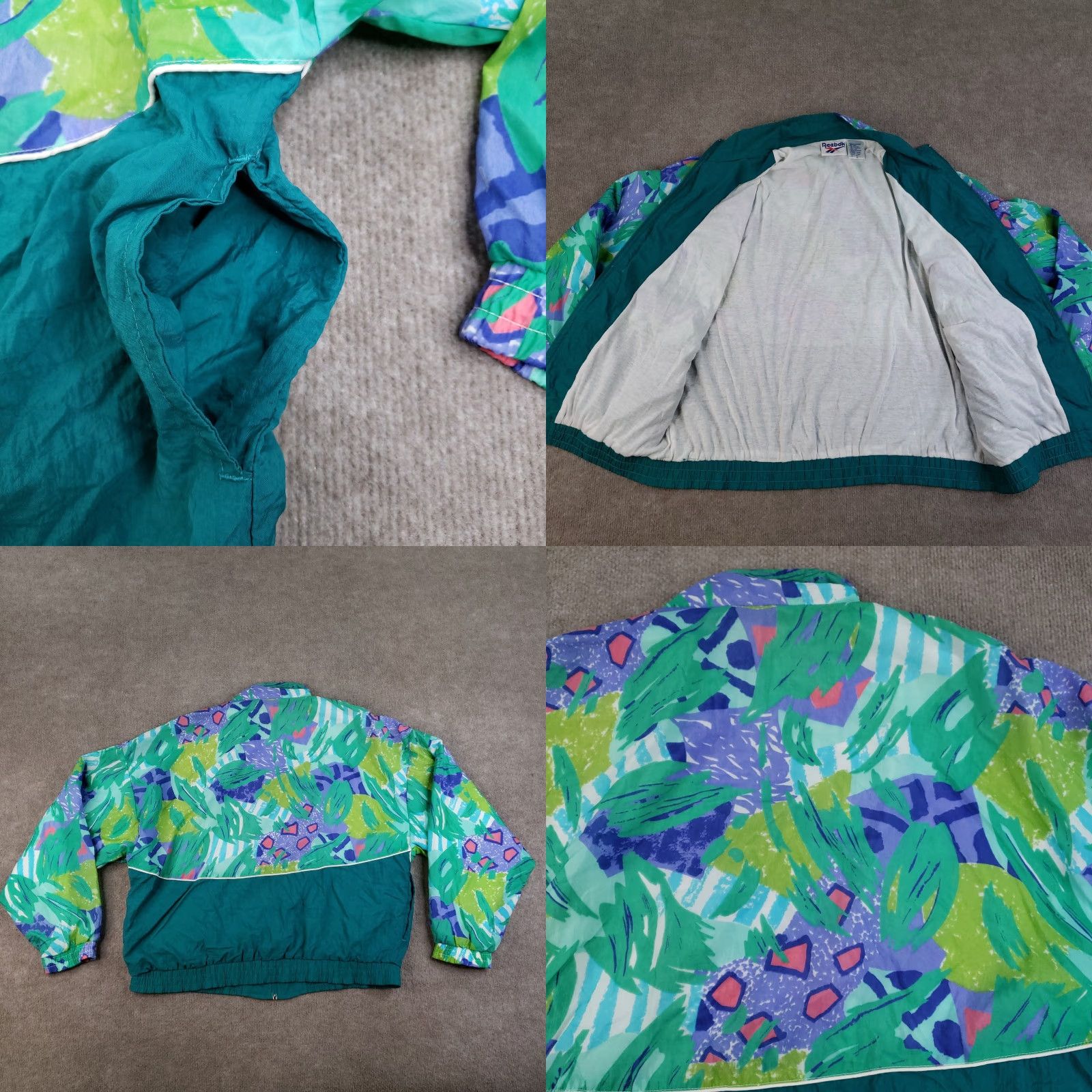 Reebok VINTAGE Reebok Jacket Womens XL Green Windbreaker Nylon 90s Retro Pattern Size XL / US 12-14 / IT 48-50 - 8 Thumbnail