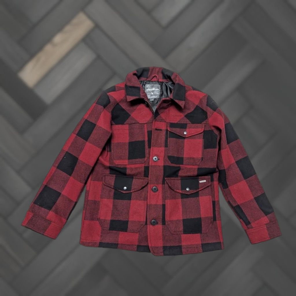 Eddie Bauer VINTAGE Eddie Bauer Men Coat Wool Blend Buffalo Plaid Parka L Chest 44 in Red/Black wool blend field coat Size US L / EU 52-54 / 3 - 1 Thumbnail