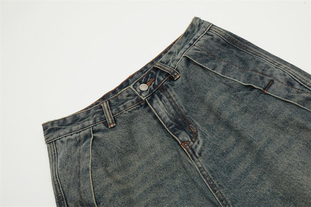 Japanese Brand × Jean Men's contrast striped loose punk distressed washed jeans Size US 32 / EU 48 - 3 Thumbnail