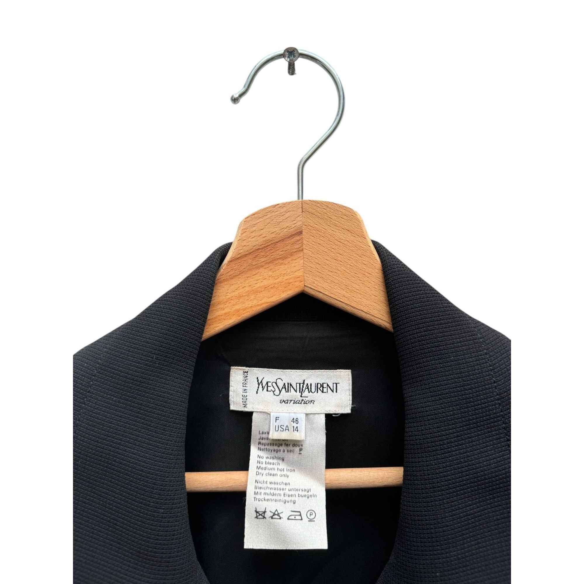 Yves Saint Laurent Black Wool Blouse Shirt Size L / US 10 / IT 46 - 5 Thumbnail