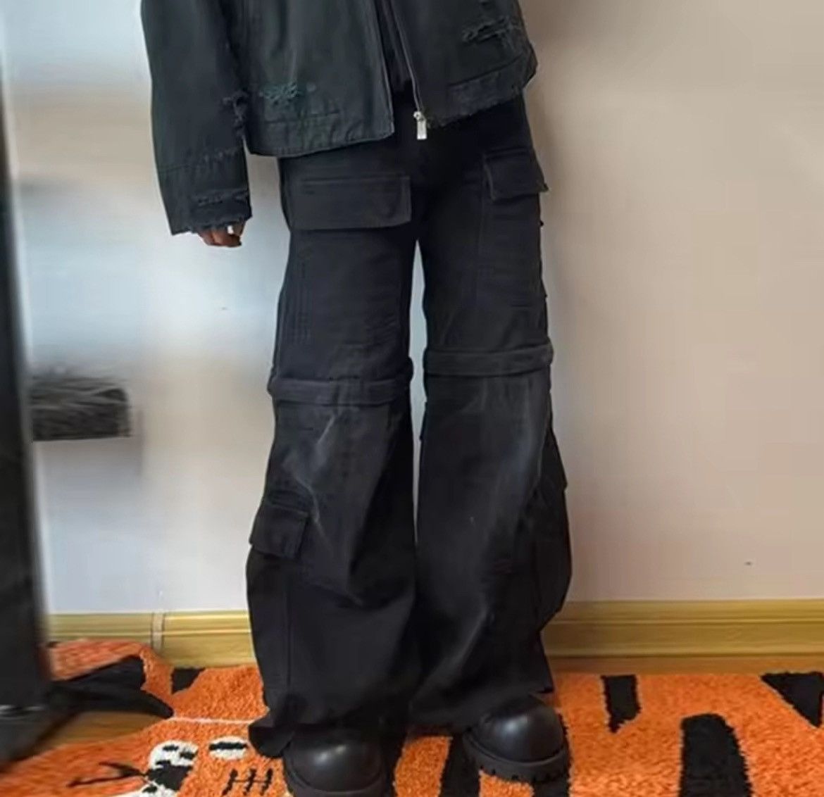 Washed Blue Denim Flared Detachable Cargo Pant
