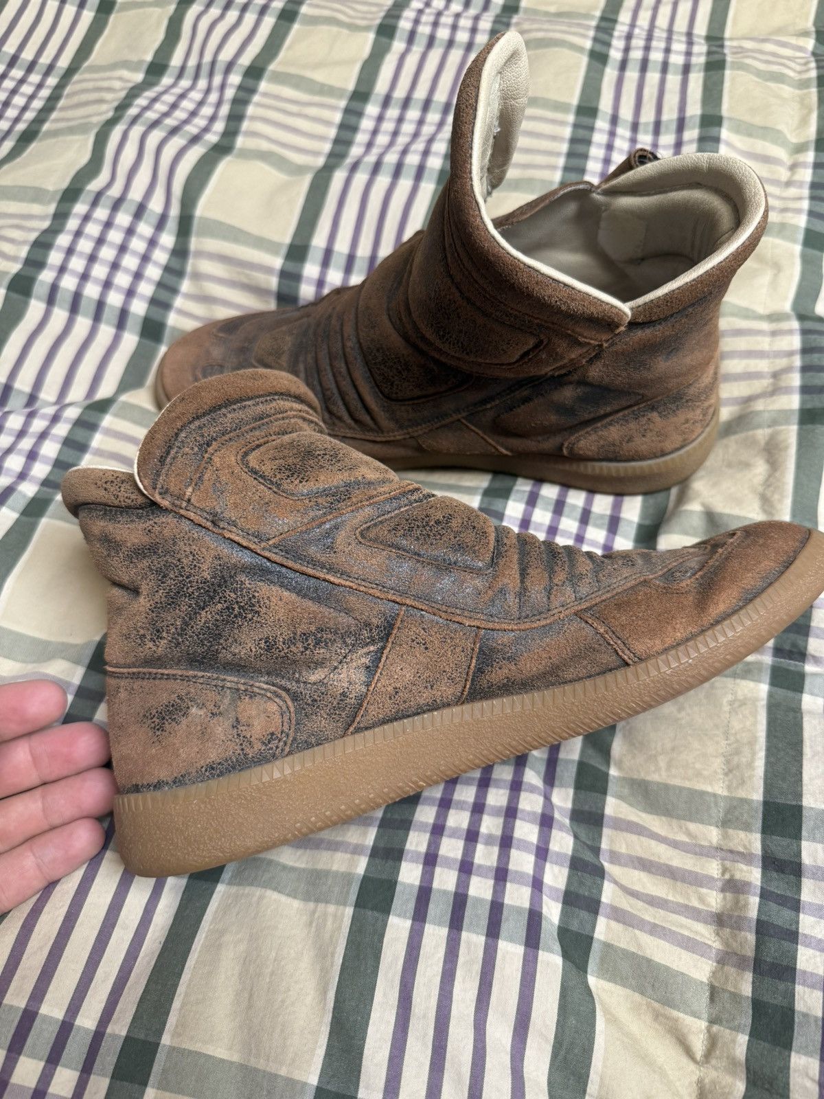 Maison Margiela Mason margiela brown leather, high top sneakers Size US 7.5 / EU 40-41 - 5 Thumbnail